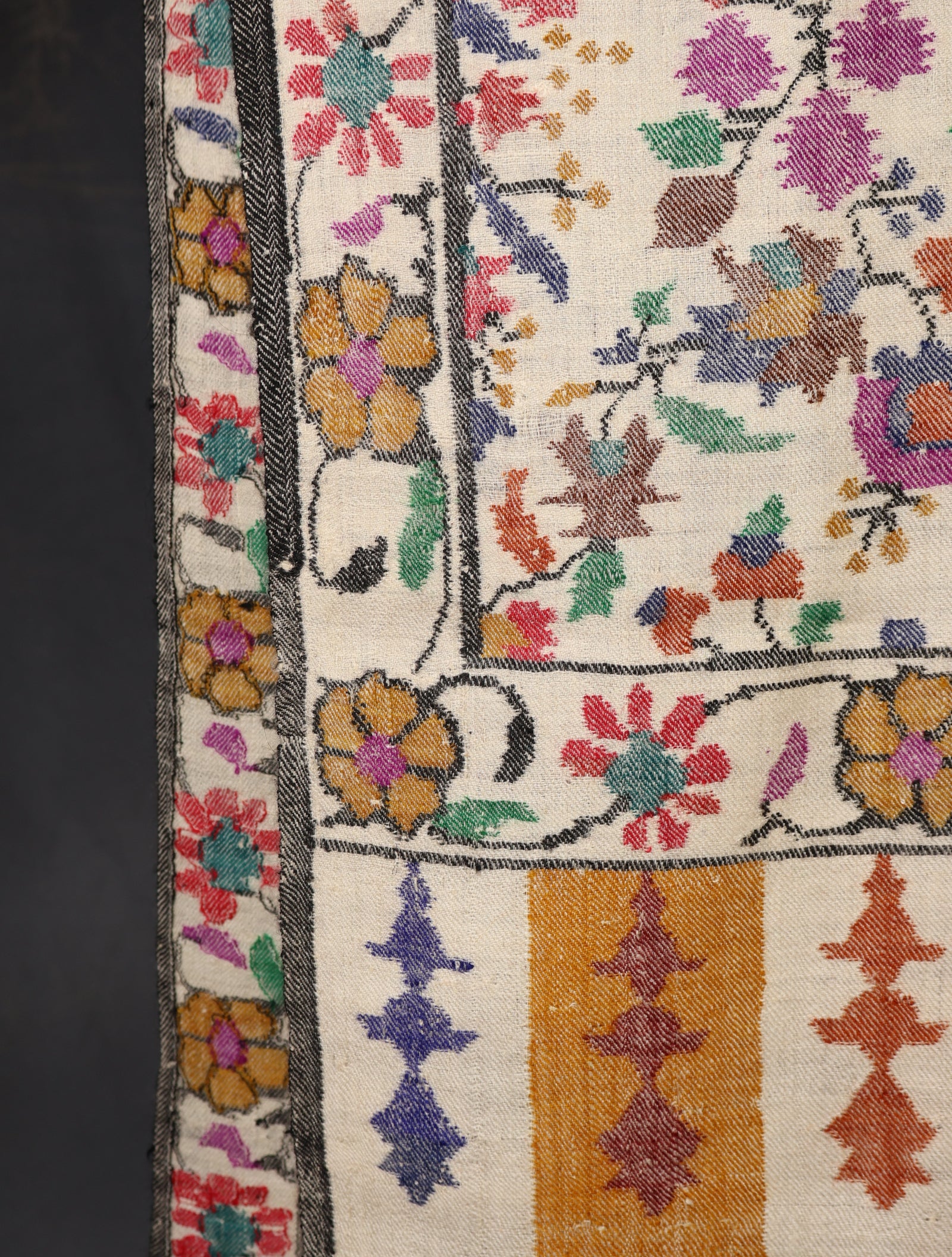 3 Yard Ivory Base Jamawar Kani Pashmina Shawl