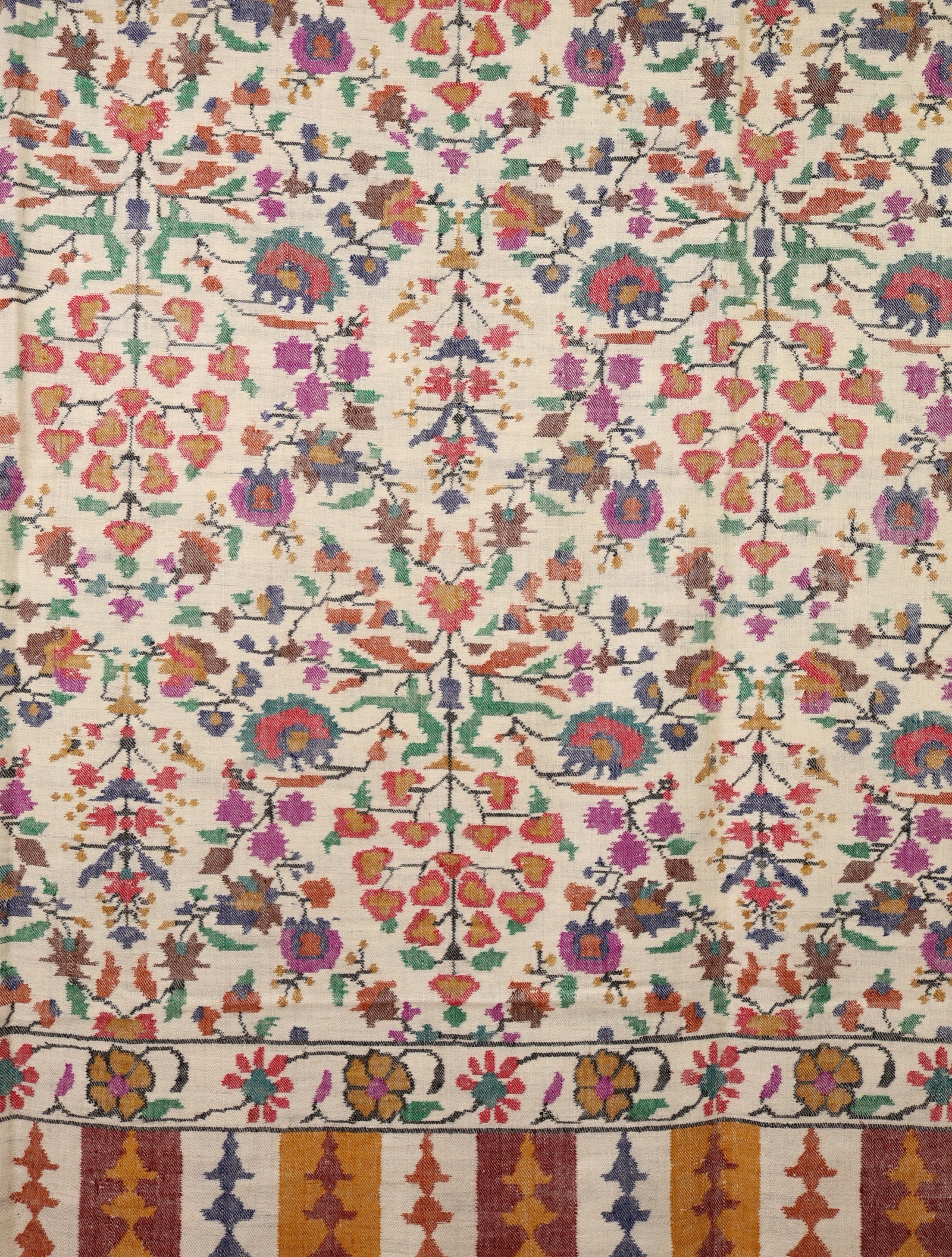 3 Yard Ivory Base Jamawar Kani Pashmina Shawl