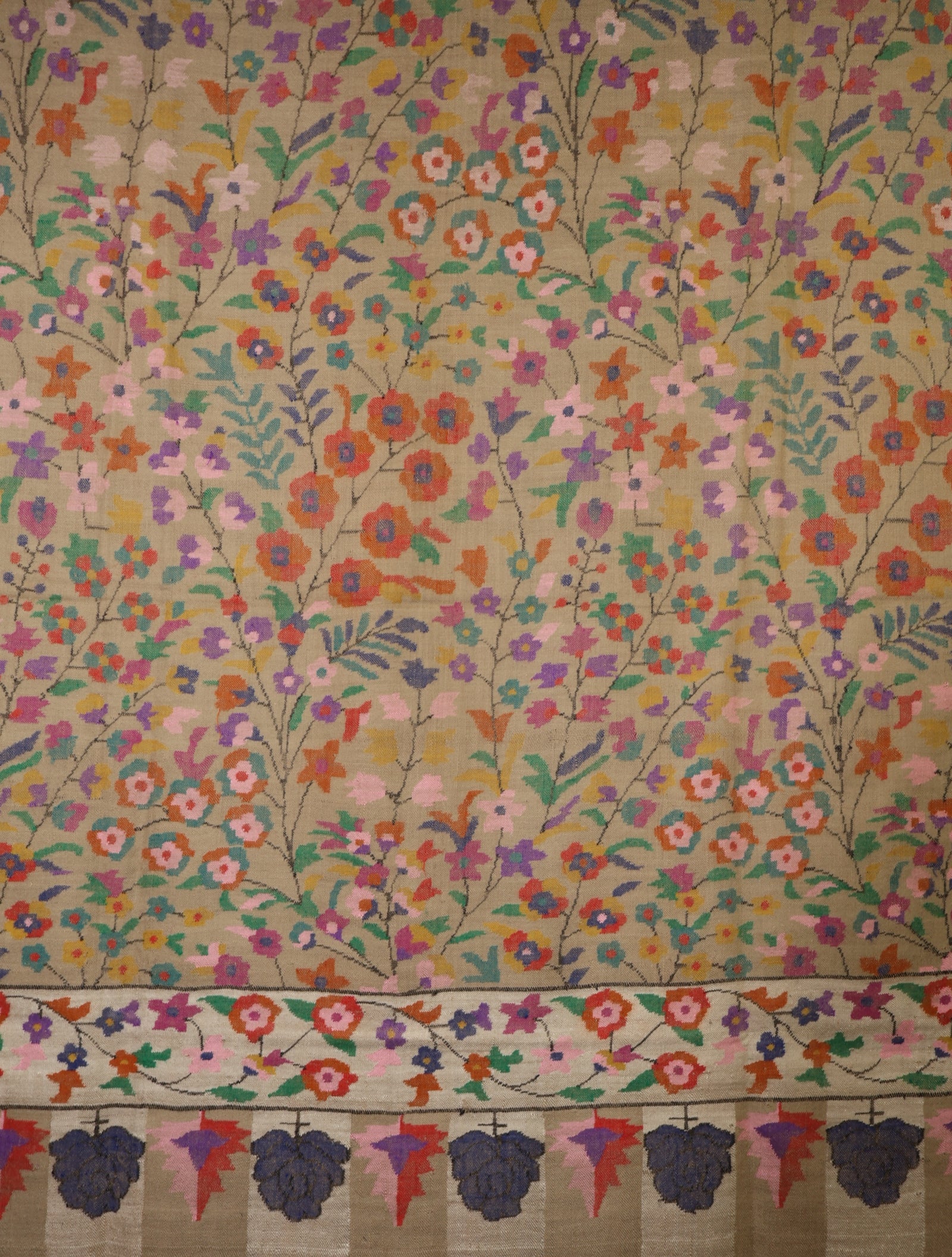 3 Yard Natural Base Jamawar Kani Pashmina Shawl