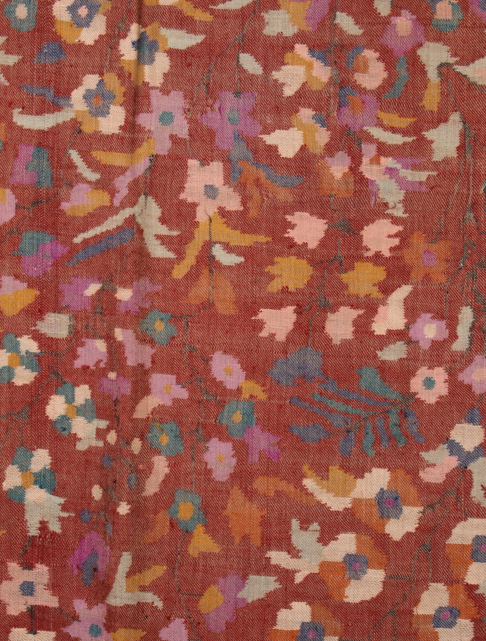 3 Yard Maroon Base Jamawar Kani Pashmina Shawl