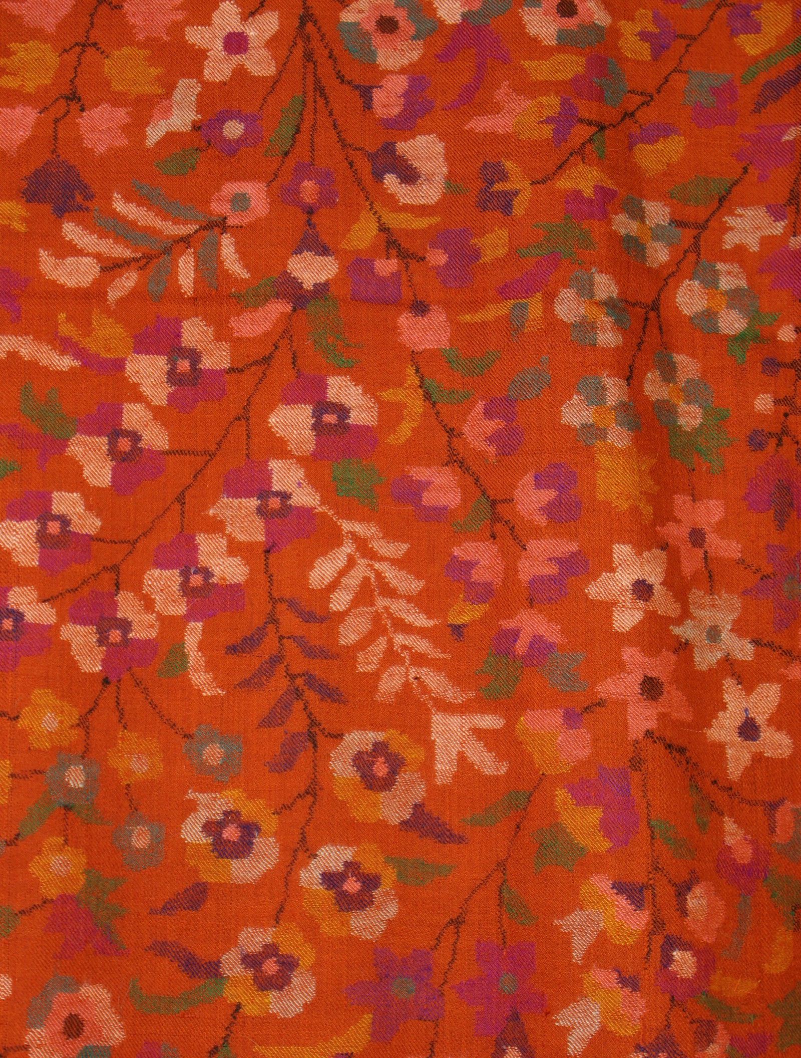 3 Yard Rust Orange Base Jamawar Kani Pashmina Shawl