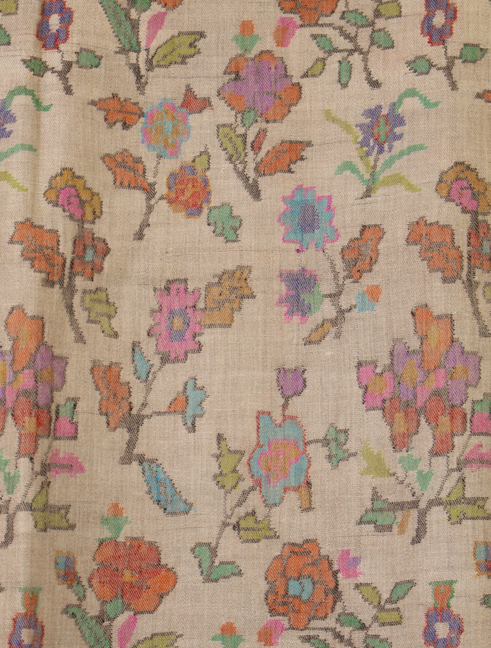 Light Beige Base Jamawar Kani Pashmina Shawl