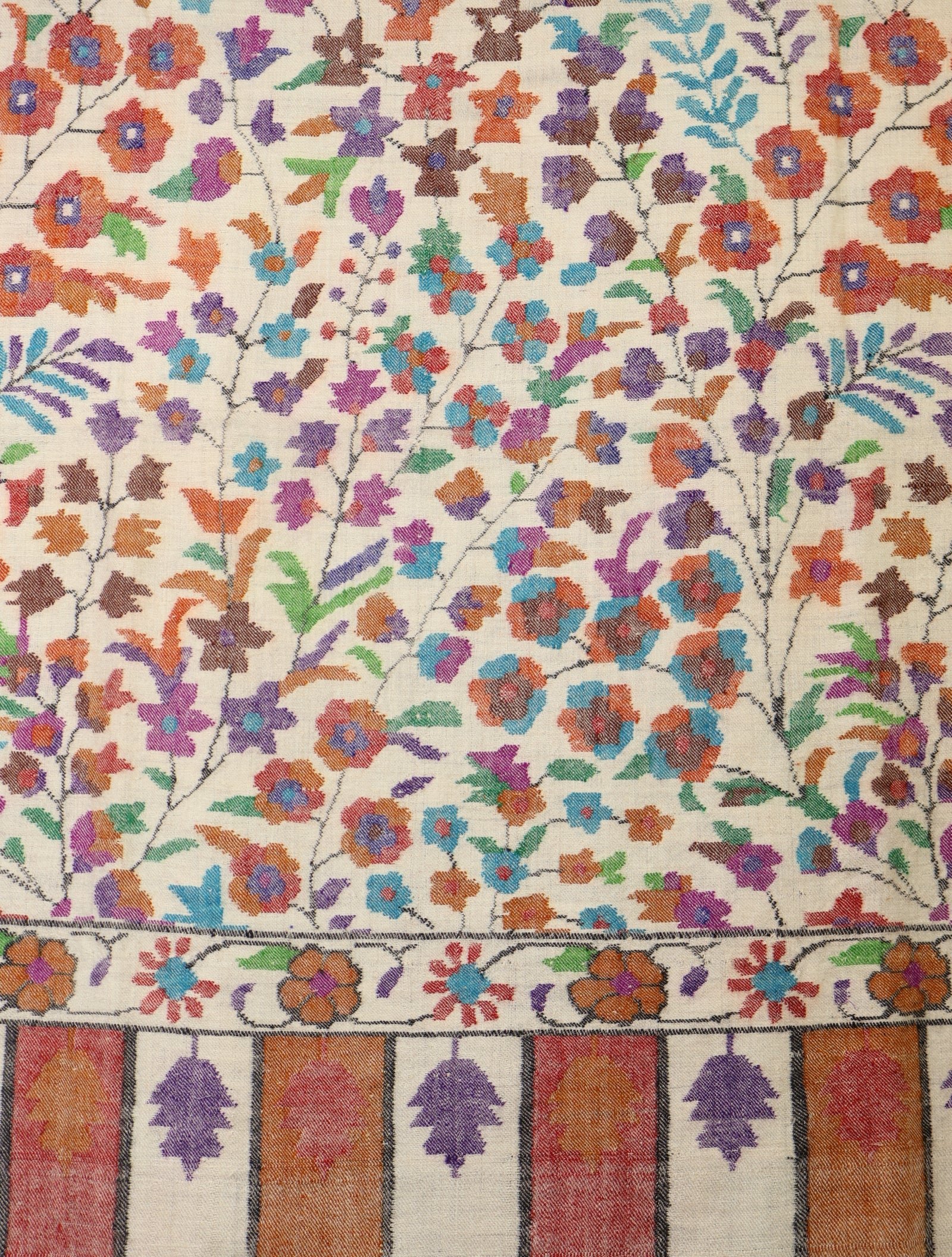 Ivory Base Kani Jamawar Pashmina Shawl