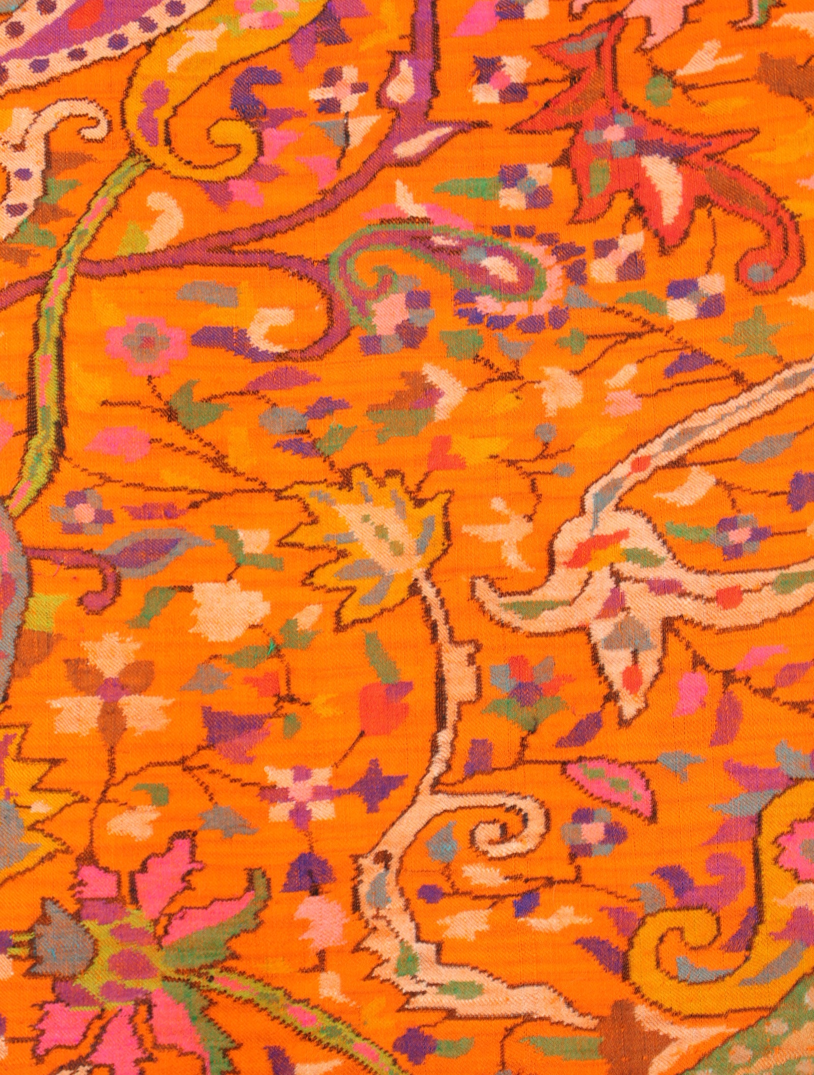 3 Yard Orange Base Jamawar Kani Pashmina Shawl