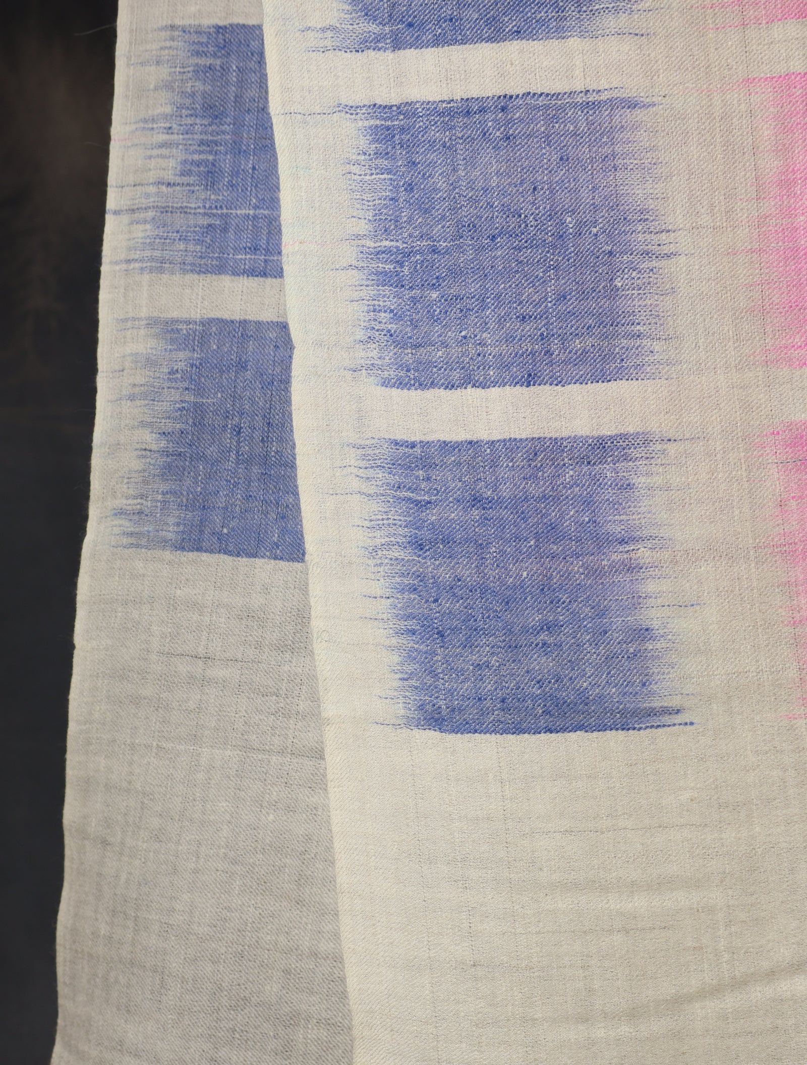 Ivory Base Multicolor Ikkat Handwoven Cashmere Pashmina Scarf