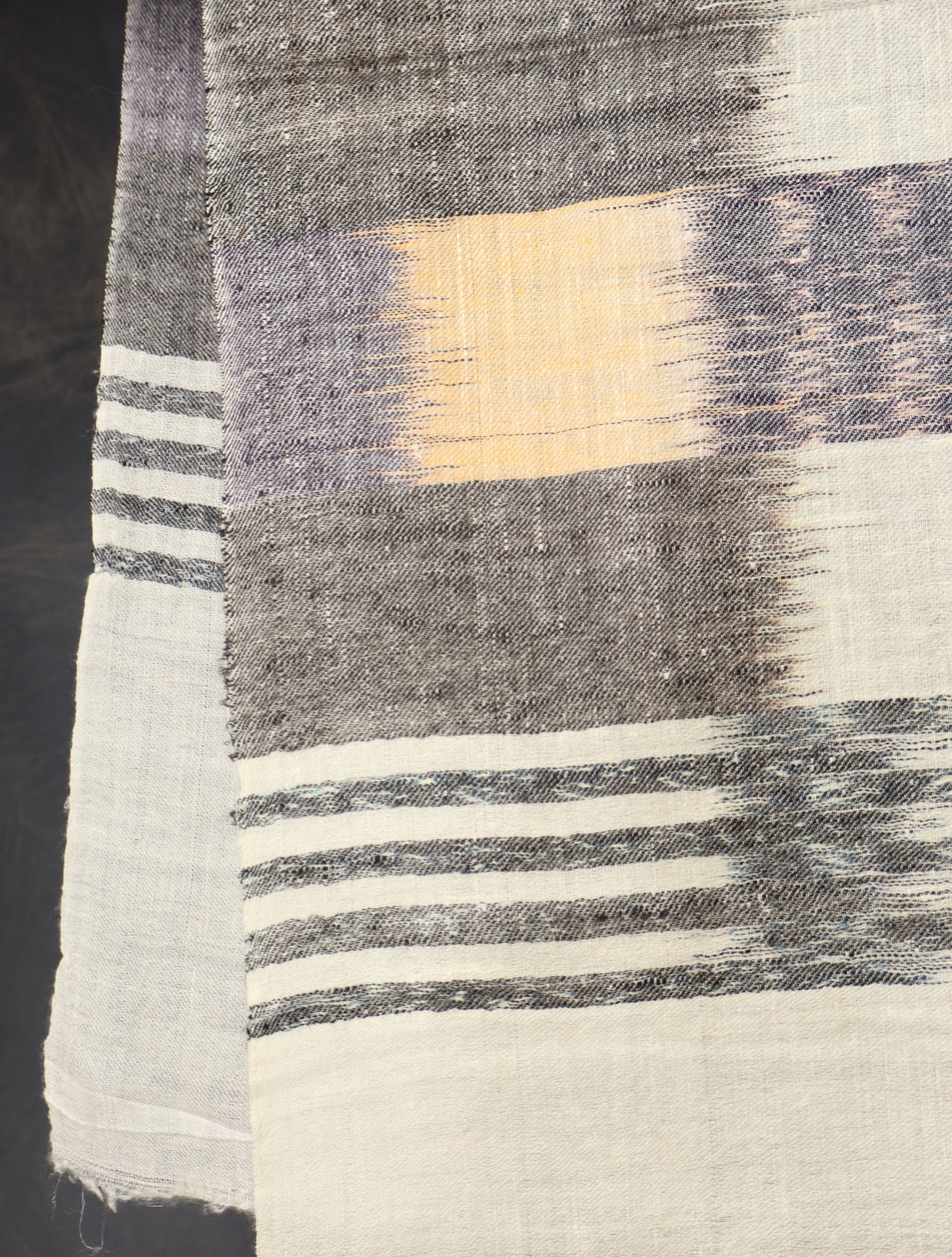 Ivory Base Multicolor Ikkat Handwoven Cashmere Pashmina Scarf