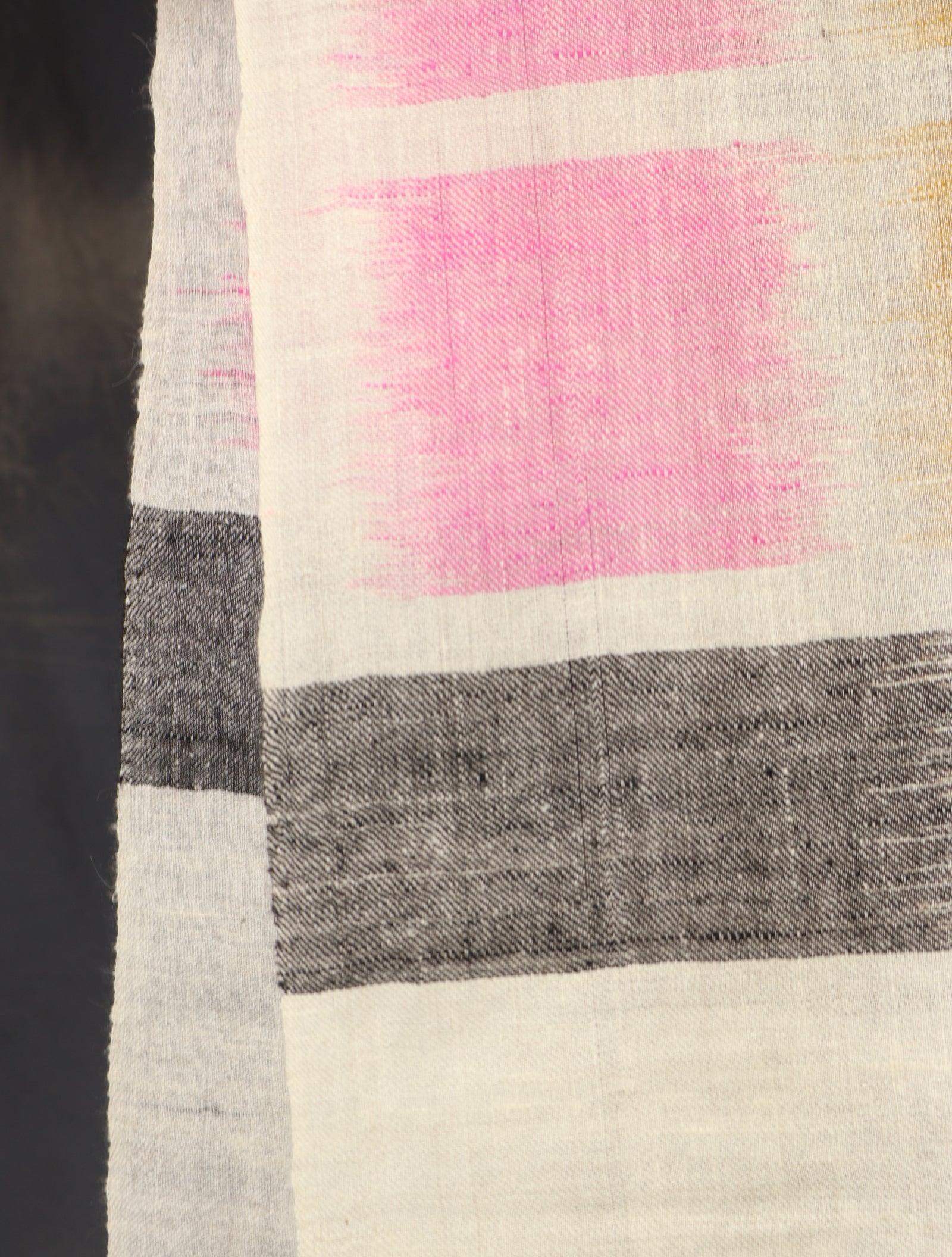 Ivory Base Multicolor Ikkat Handwoven Cashmere Pashmina Scarf