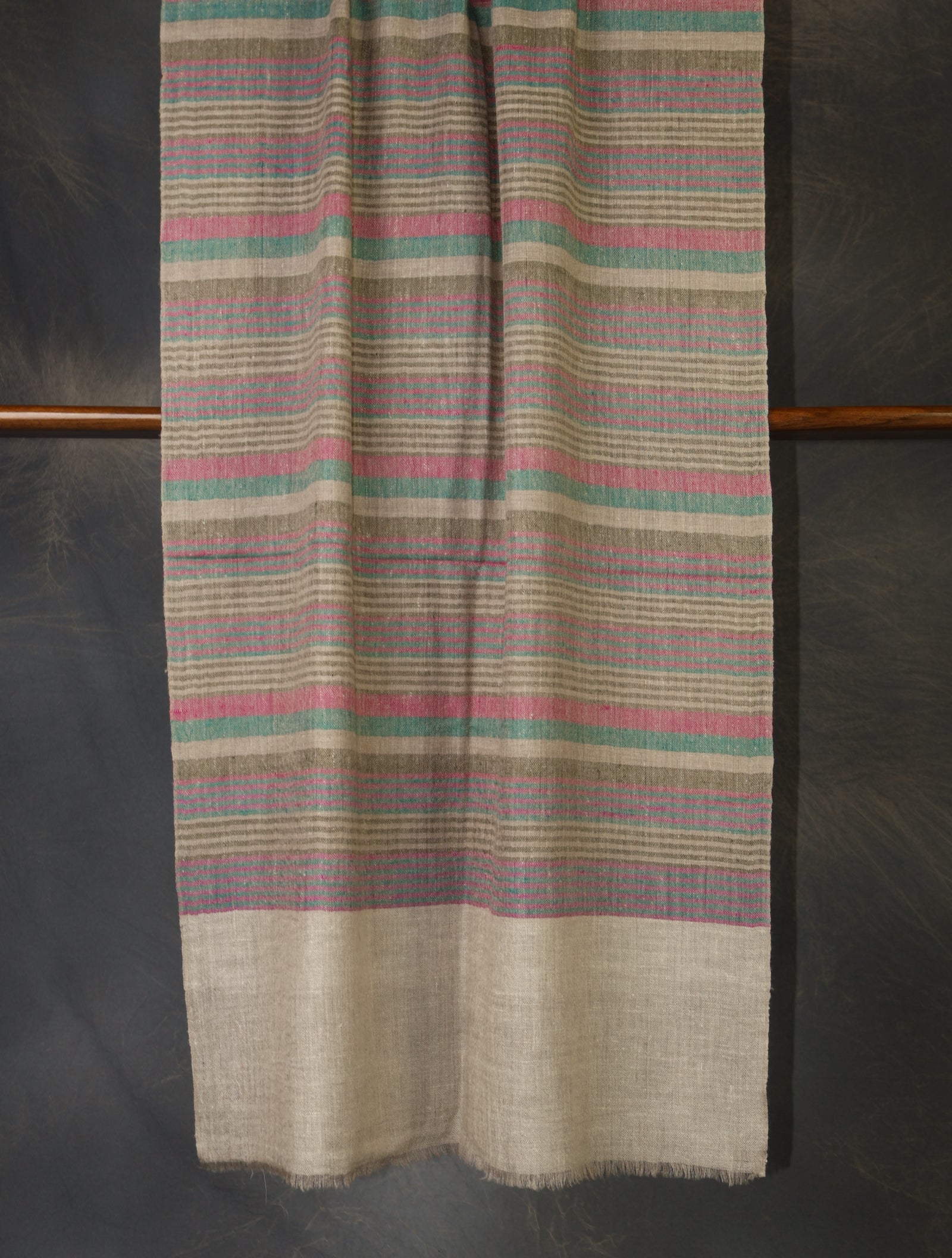 Natural Base Multi Colour Striped handwoven Cashmere Pashmina Scarf