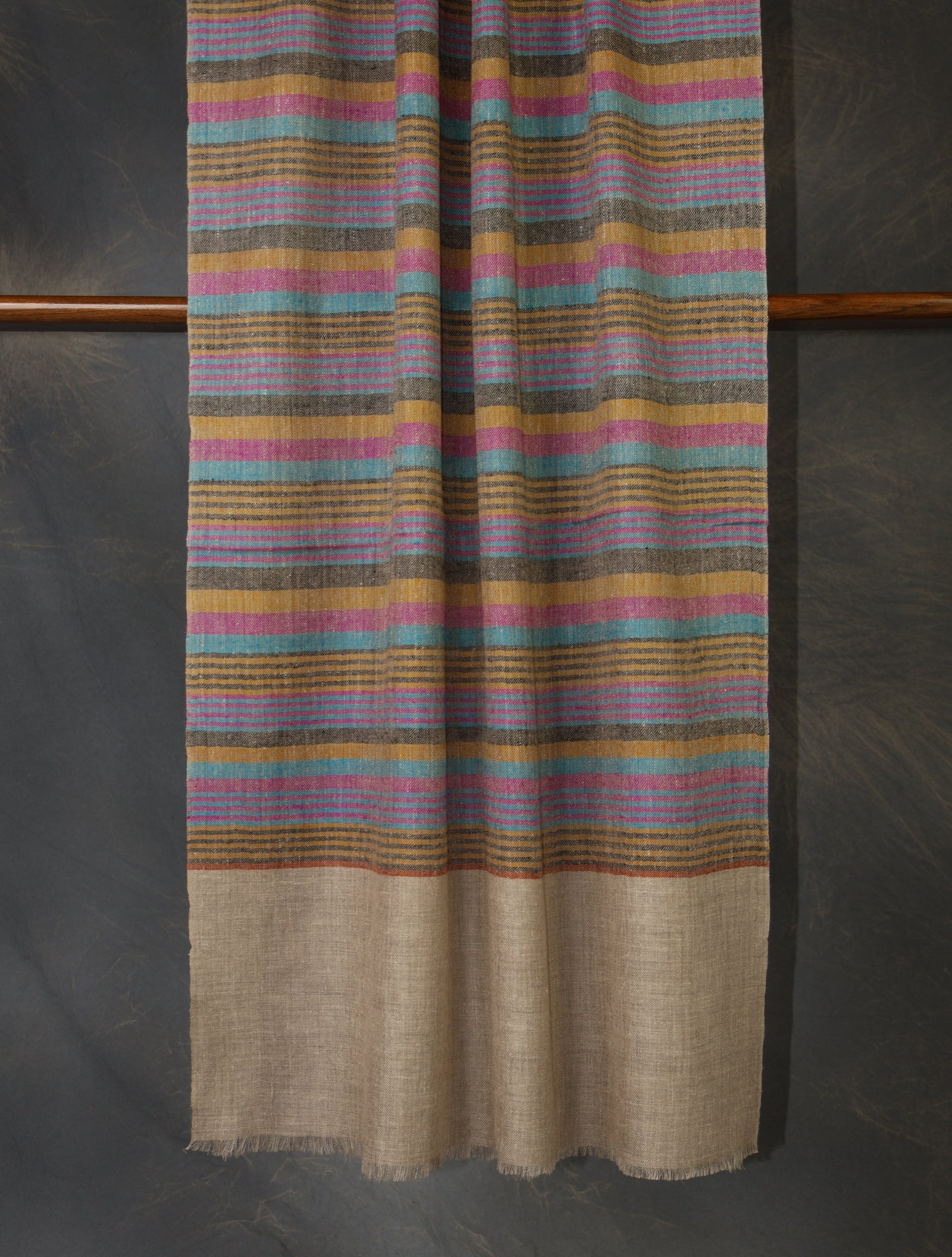Natural Base Multi Colour Striped handwoven Cashmere Pashmina Scarf