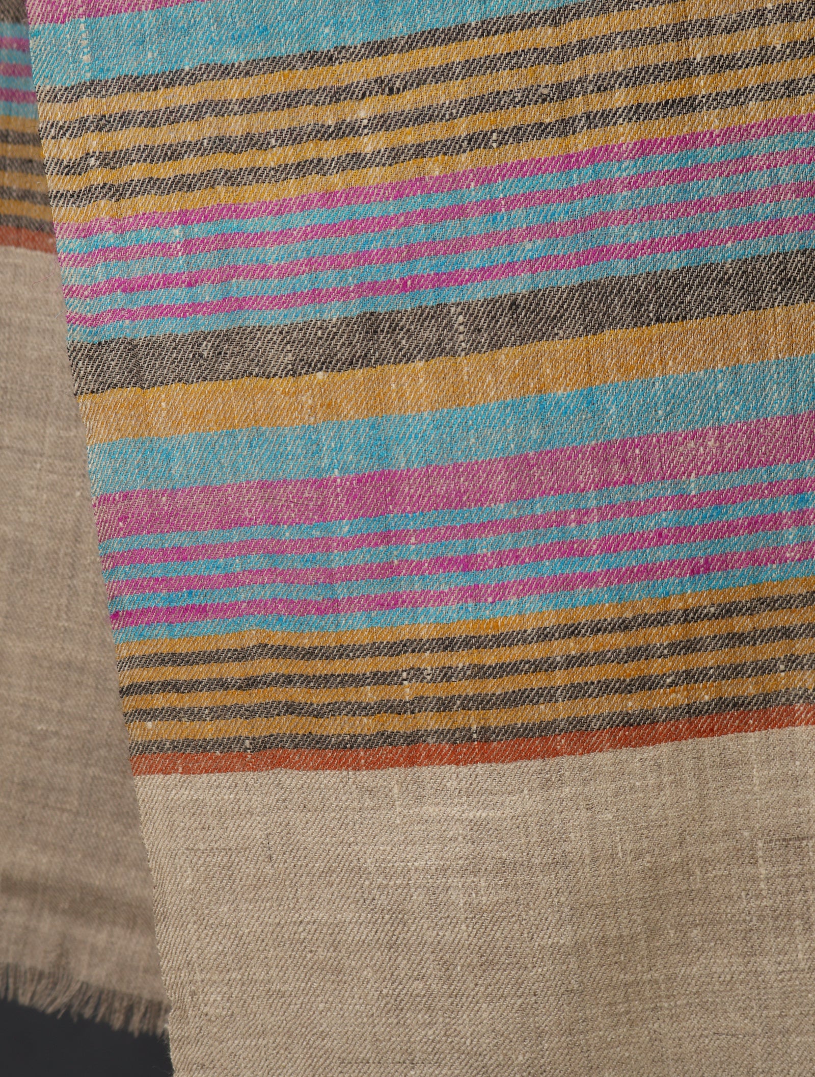 Natural Base Multi Colour Striped handwoven Cashmere Pashmina Scarf