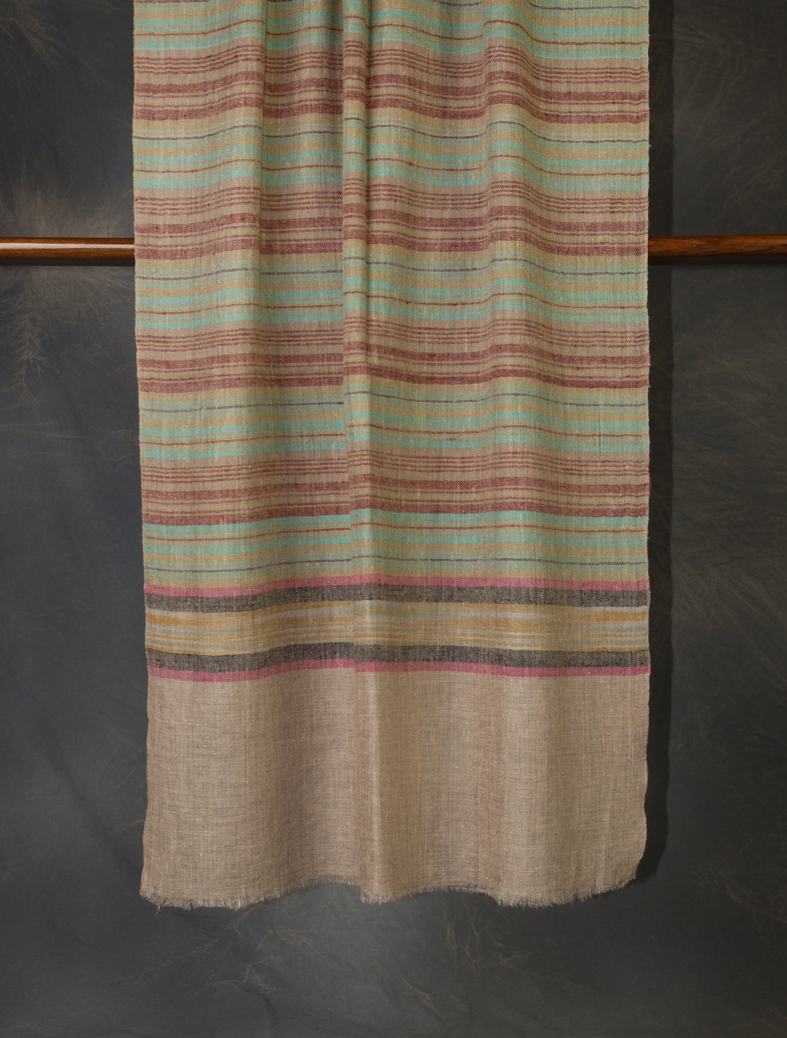 Natural Base Multi Colour Striped handwoven Cashmere Pashmina Scarf