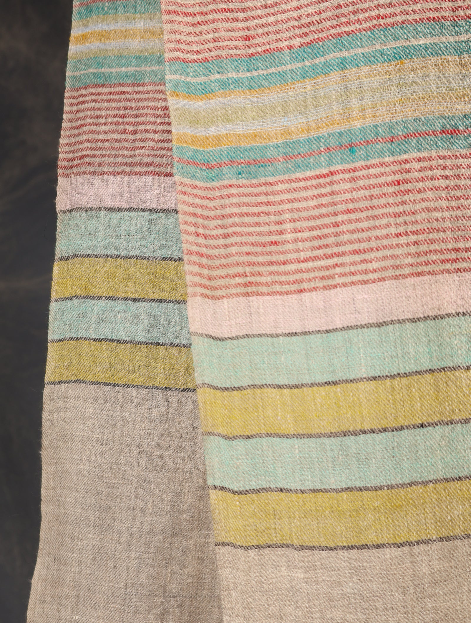 Natural Base Multi Colour Striped handwoven Cashmere Pashmina Scarf