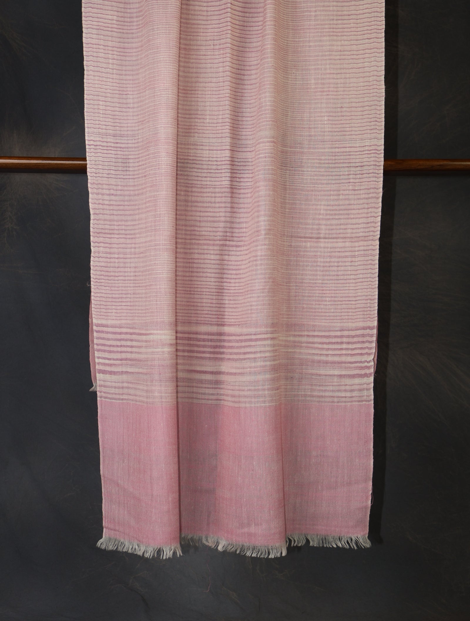 Pink Striped Handwoven Cashmere Pashmina Scarf