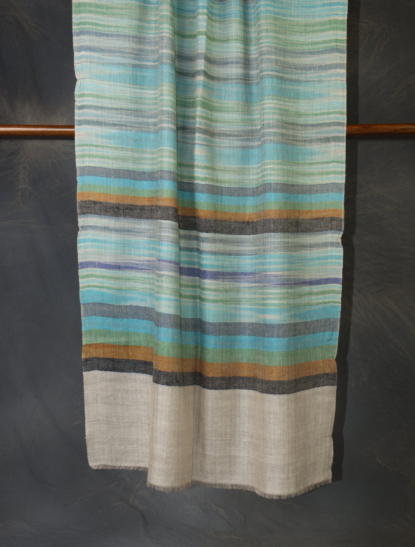 Natural Base Multi Colour Striped handwoven Cashmere Pashmina Scarf