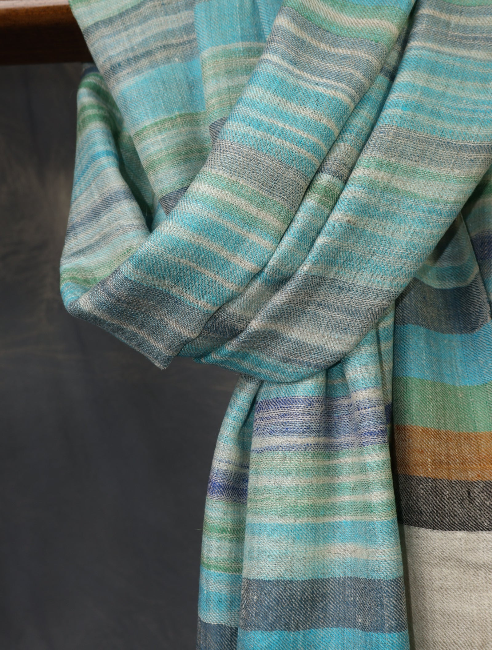 Natural Base Multi Colour Striped handwoven Cashmere Pashmina Scarf