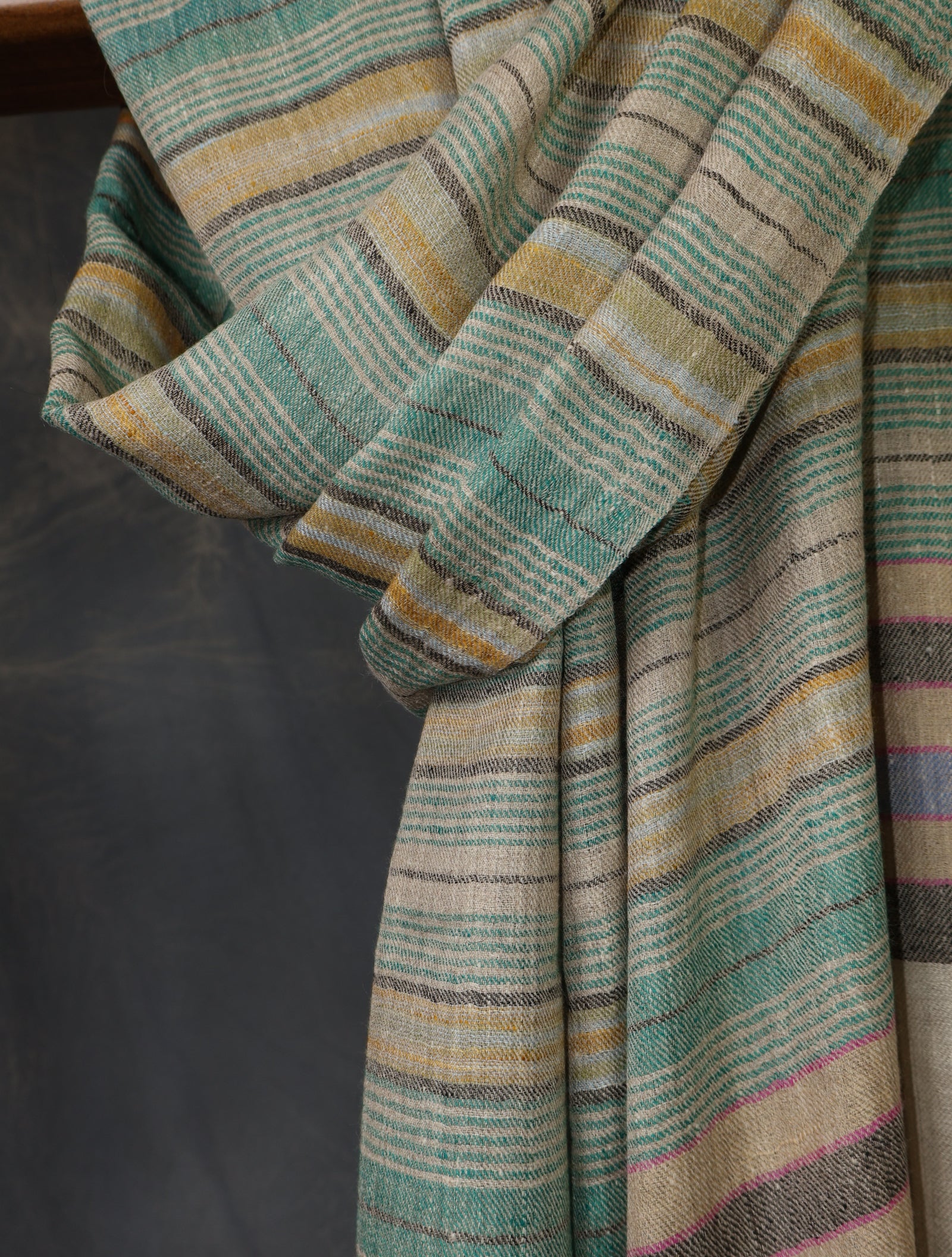 Natural Base Multi Colour Striped handwoven Cashmere Pashmina Scarf