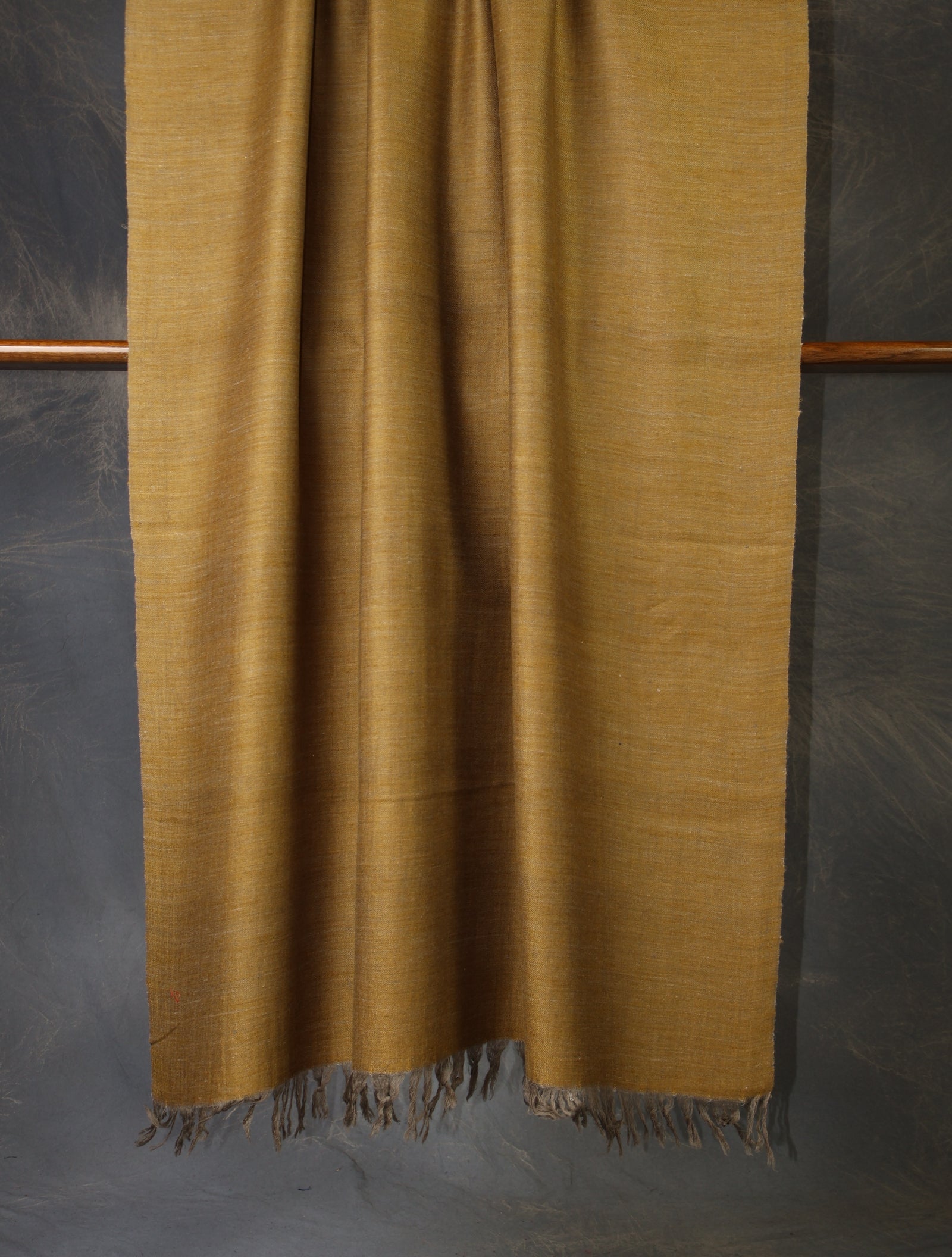 Mustard And Beige Reversible Handwoven Cashmere Pashmina Shawl
