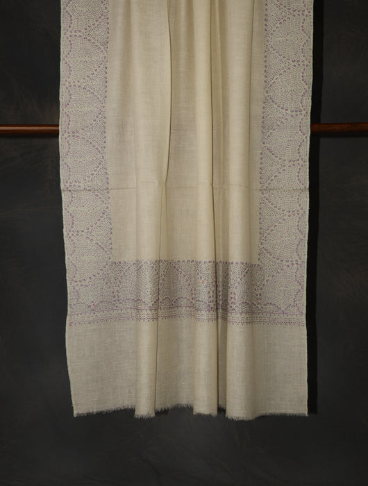 Ivory Base Big Border Embroidery Cashmere Pashmina Shawl