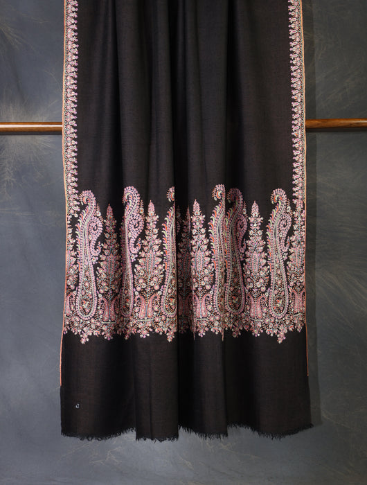 Black Base Big Border Embroidery Cashmere Pashmina Shawl