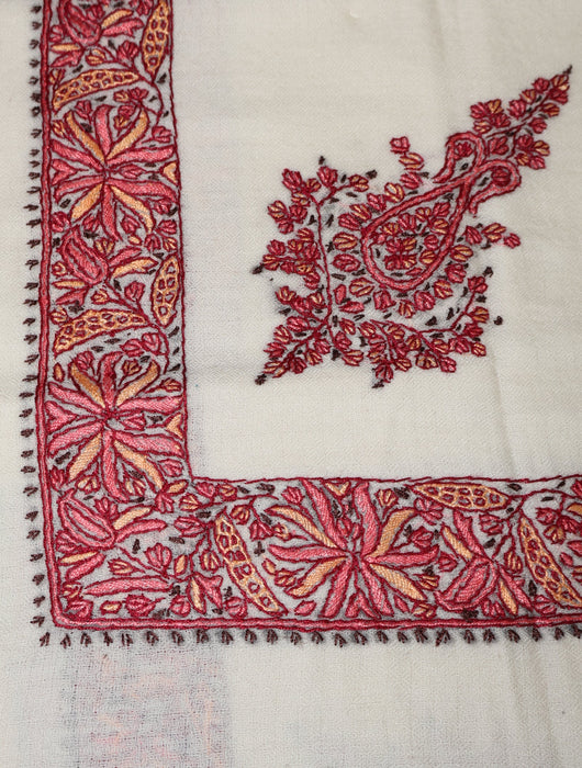 Ivory Base Mussar with Yellow Maroon Embroidery