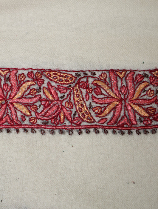 Ivory Base Mussar with Yellow Maroon Embroidery