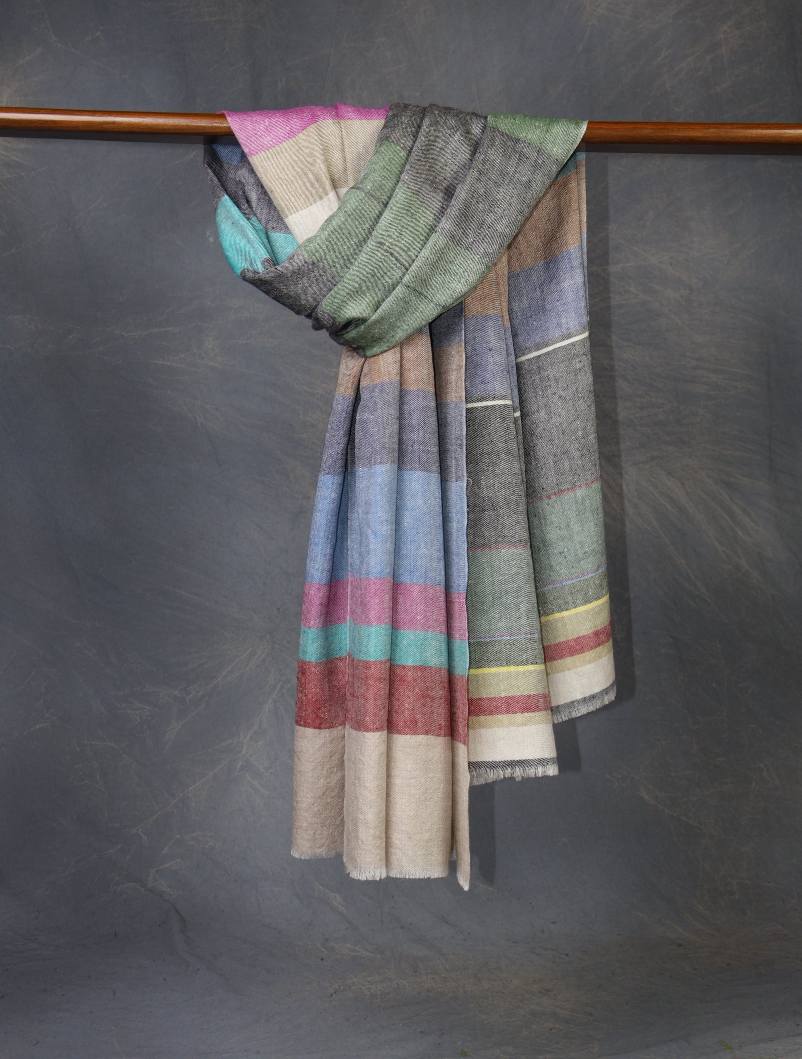 Multi Color Plaid Pure Cashmere Pashmina Shawl – Handwoven Luxury