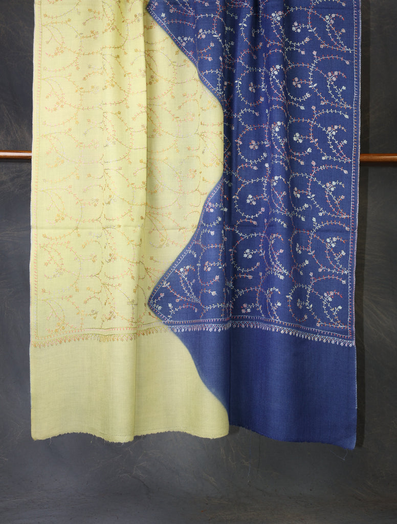 Triple Dye Jali Sozni Embroidery Shawl