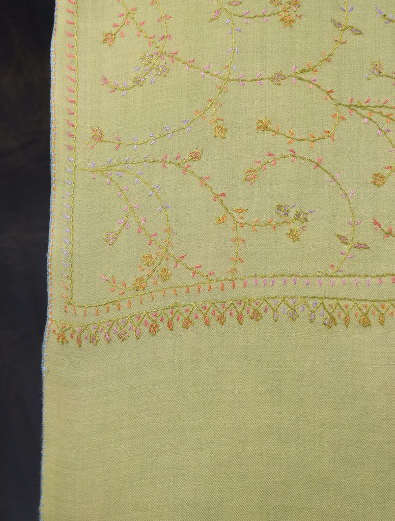 Triple Dye Jali Sozni Embroidery Shawl