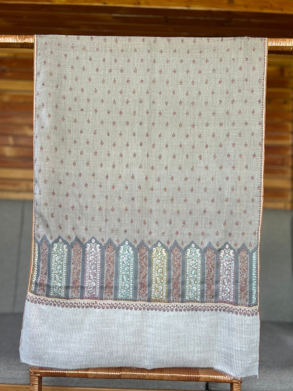 Natural Sozni Embroidery Handwoven Cashmere Pashmina Scarf