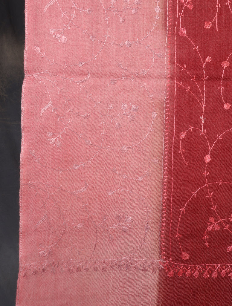 Triple Dye Sozni Embroidery Merino Wool Scarf