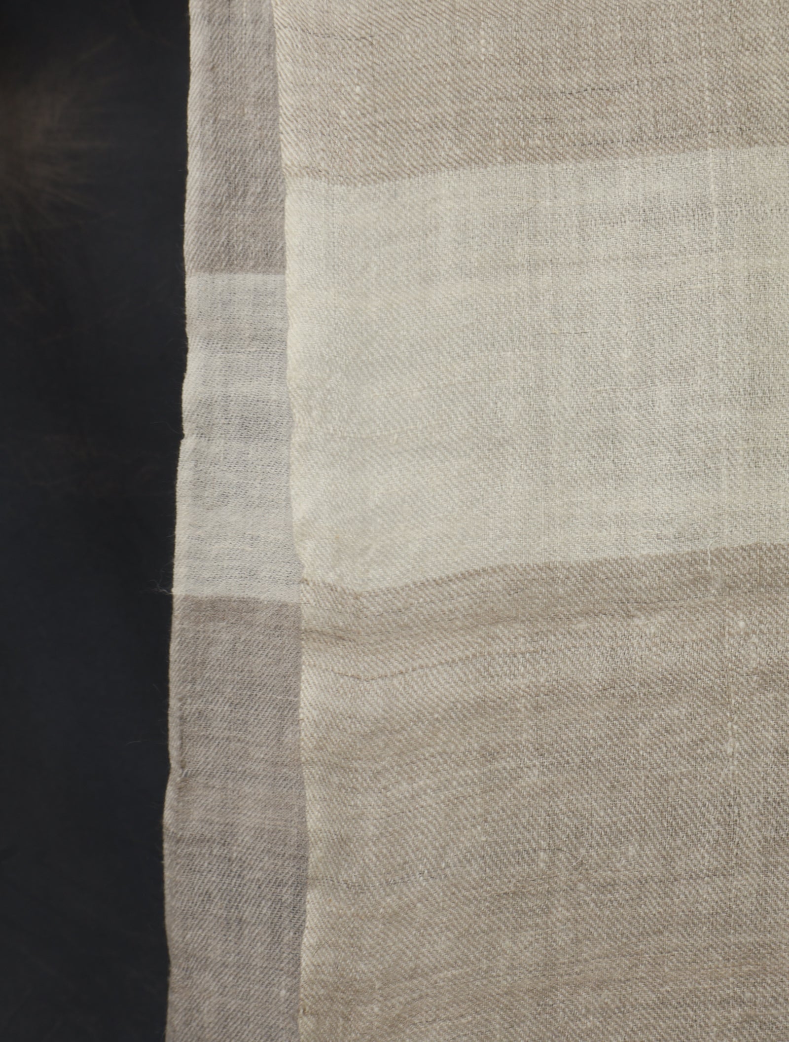 Ivory and Natural Plaid Pure Cashmere Pashmina Scarf – Handwoven Luxury