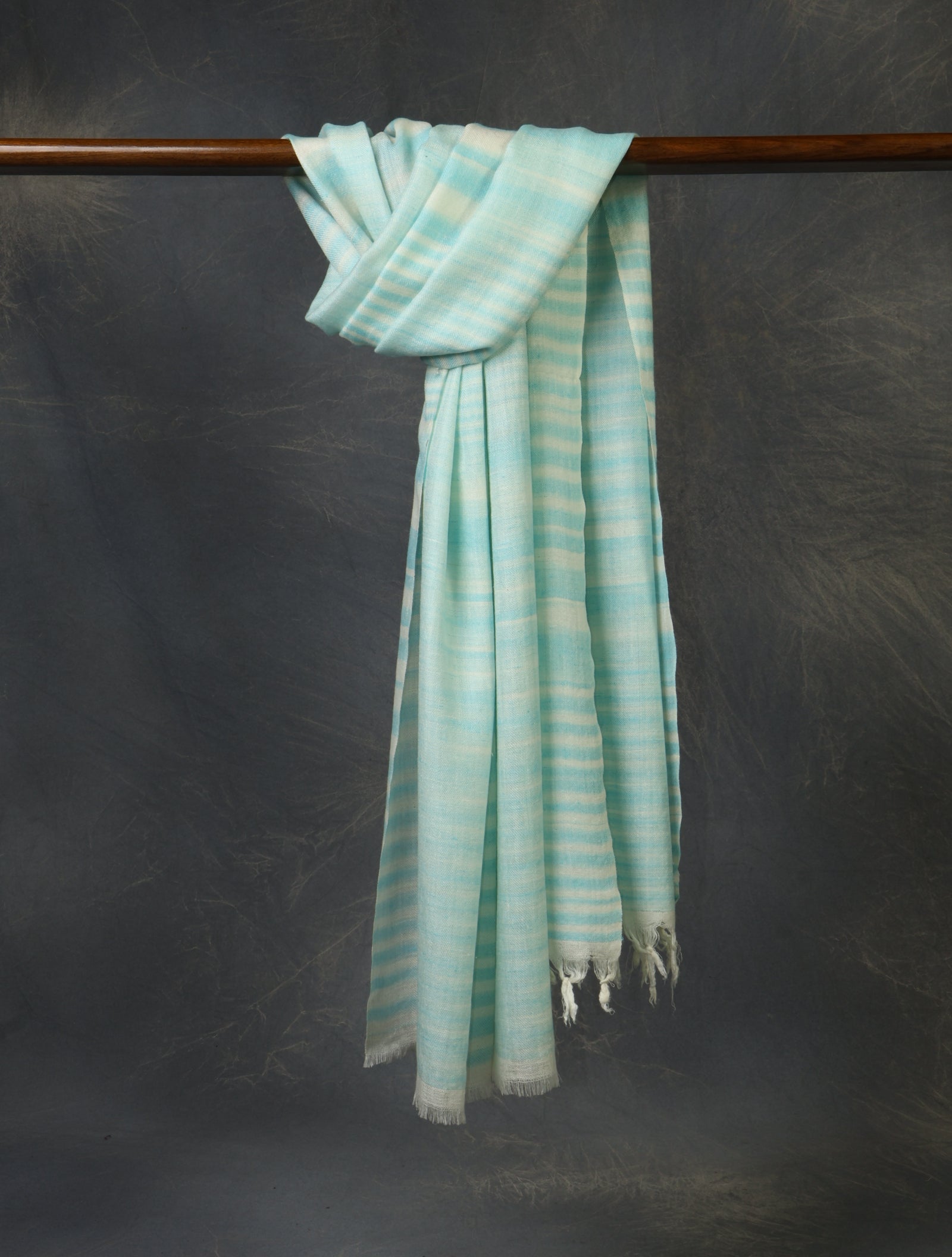 Sky Blue Plaid Pure Cashmere Check Scarf Pashmina – Handwoven Luxury