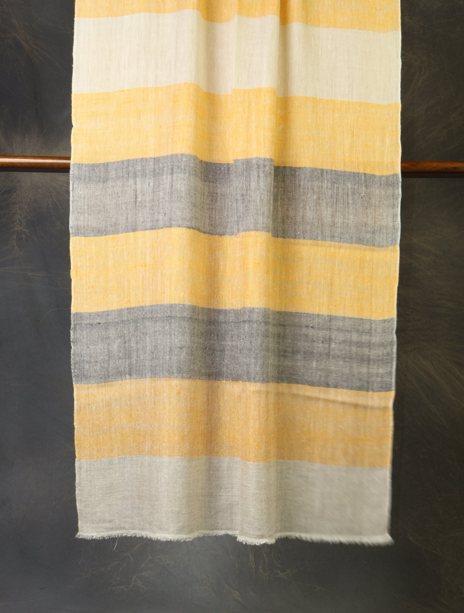 Mustard And Ivory Plaid Pure Cashmere Pashmina Scarf – Handwoven Luxury
