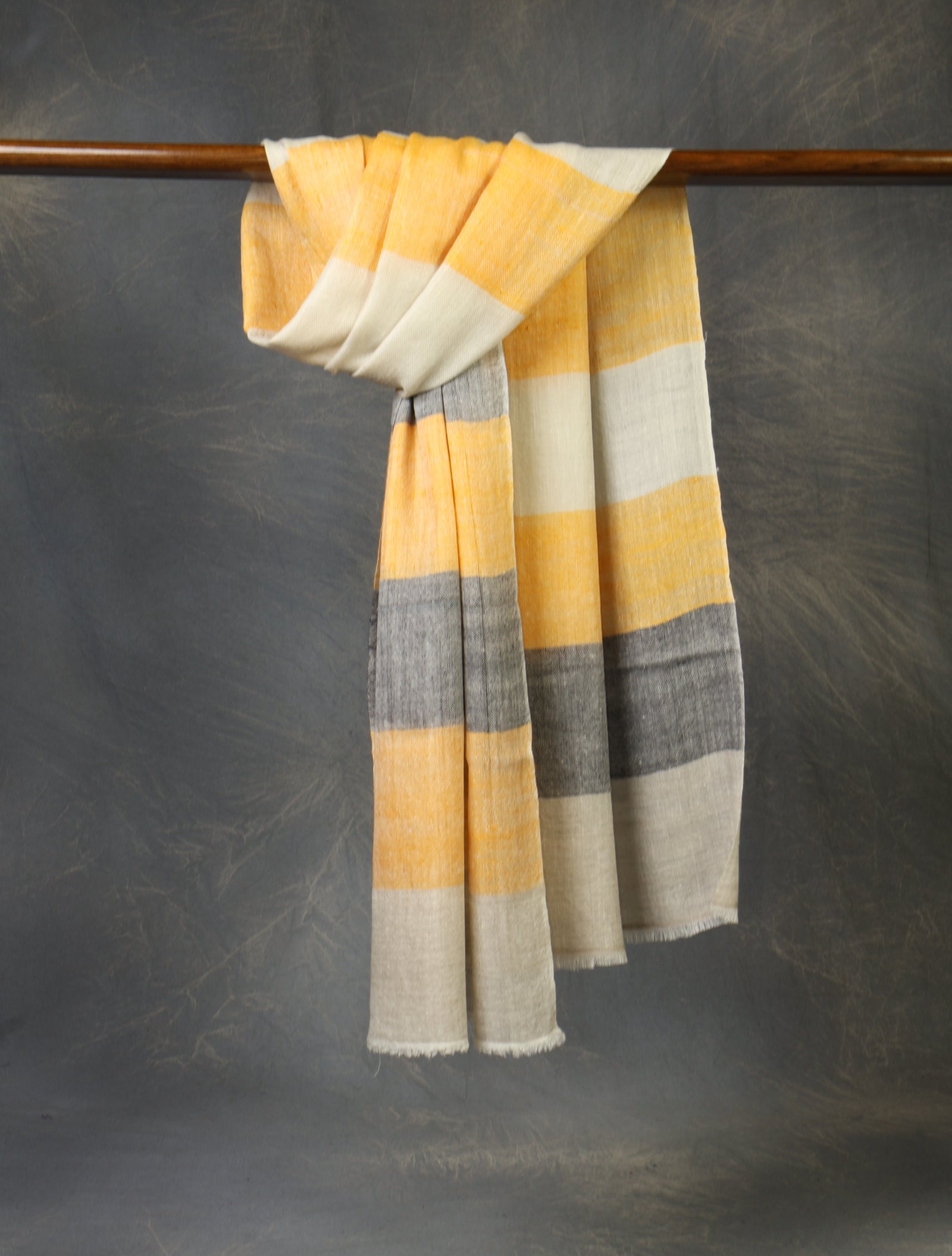 Mustard And Ivory Plaid Pure Cashmere Pashmina Scarf – Handwoven Luxury