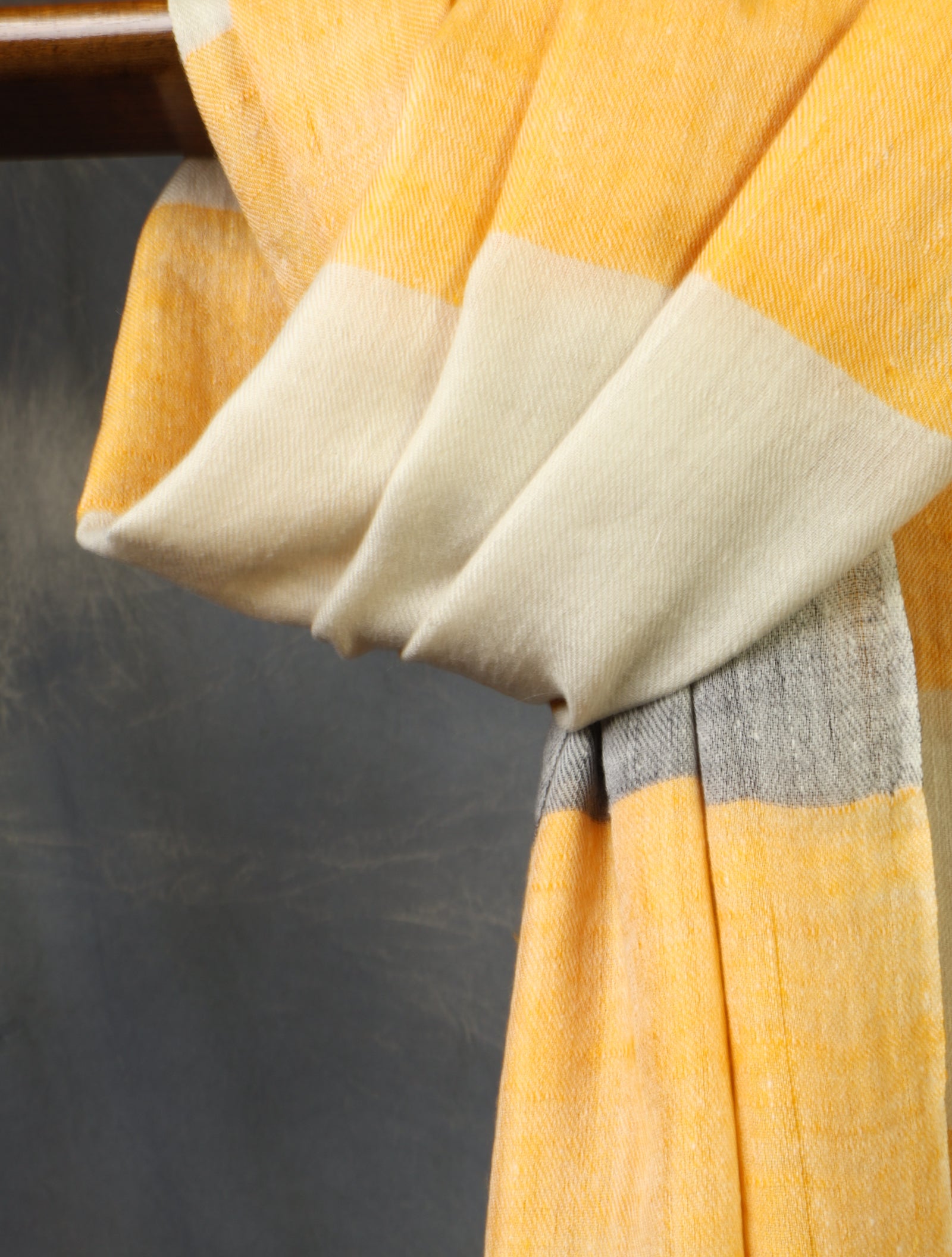 Mustard And Ivory Plaid Pure Cashmere Pashmina Scarf – Handwoven Luxury