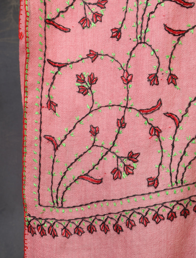 Triple Dye Jali Sozni Embroidery Shawl