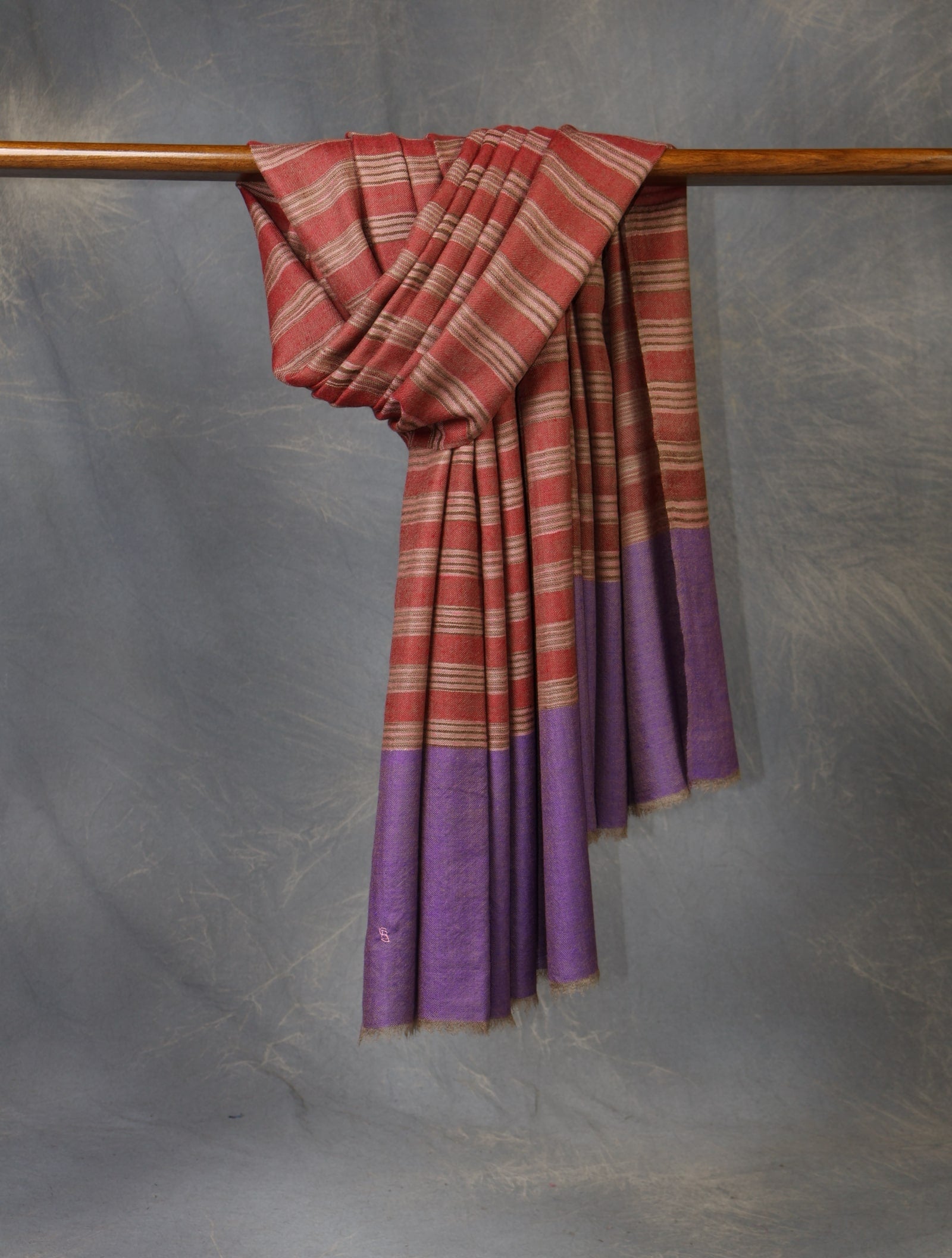 Maroon Base Multi Color Plaid Pure Cashmere Pashmina Shawl