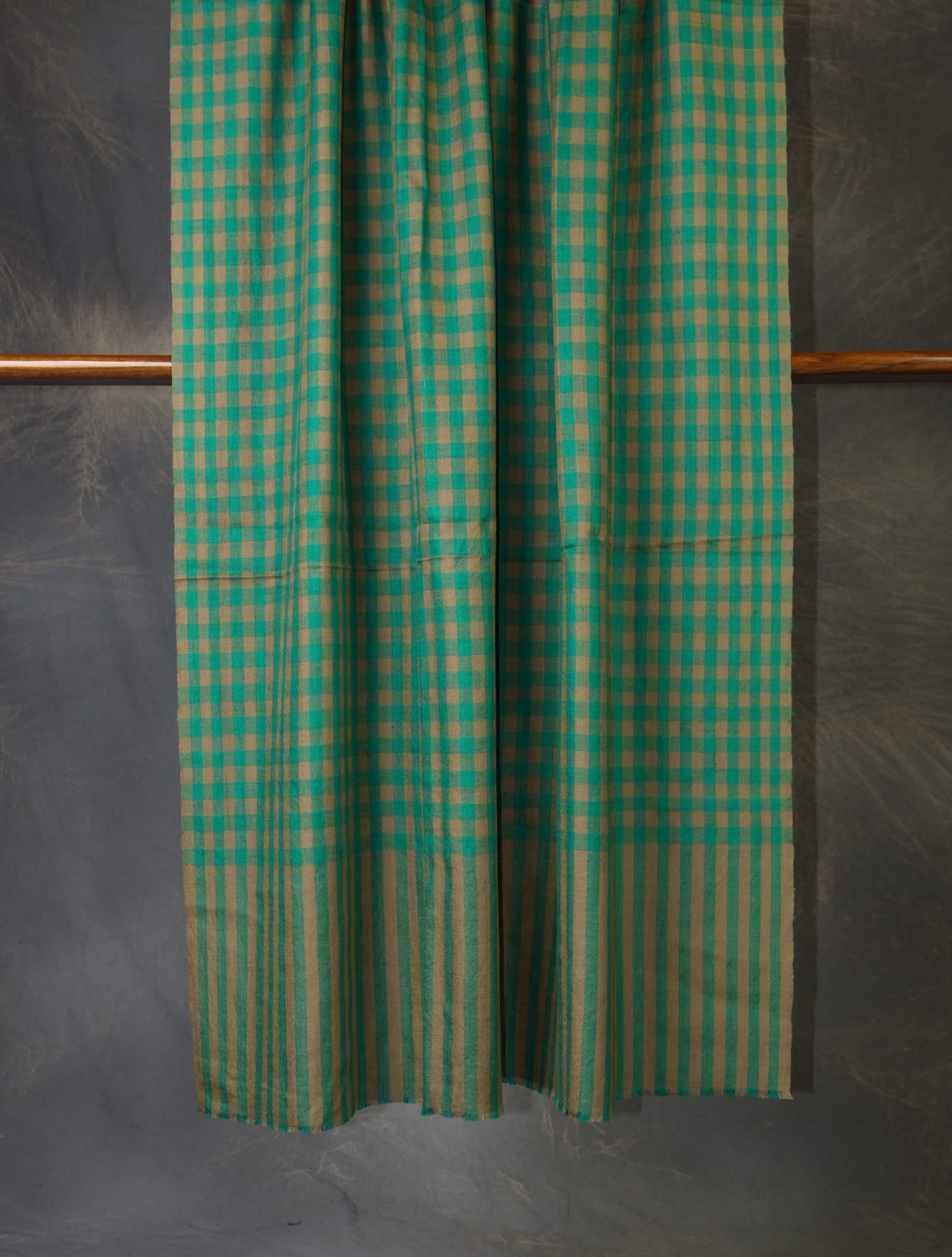 Natural and Green Plaid Pure Cashmere Pashmina Shawl