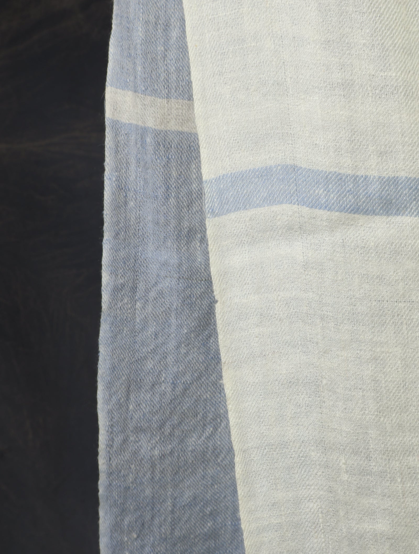 Sky Blue And Ivory Plaid Pure Cashmere Pashmina Scarf