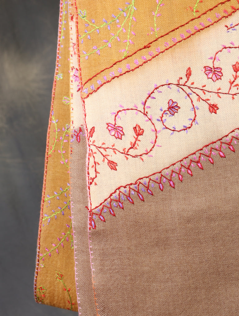 Triple Dye Jali Sozni Embroidery Stole