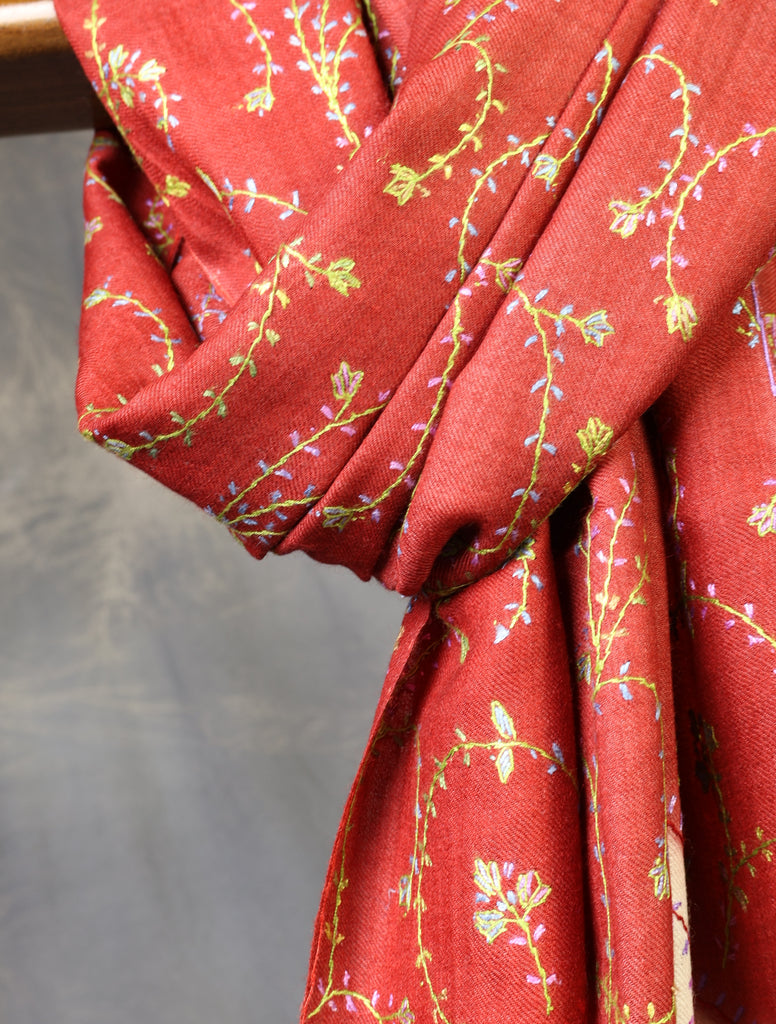 Triple Dye Jali Sozni Embroidery Stole