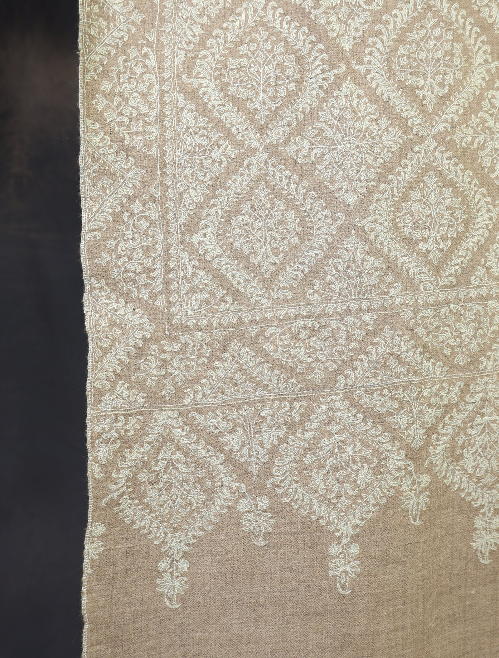 3 yard Natural Jamawar Embroidery Cashmere Pashmina Shawl