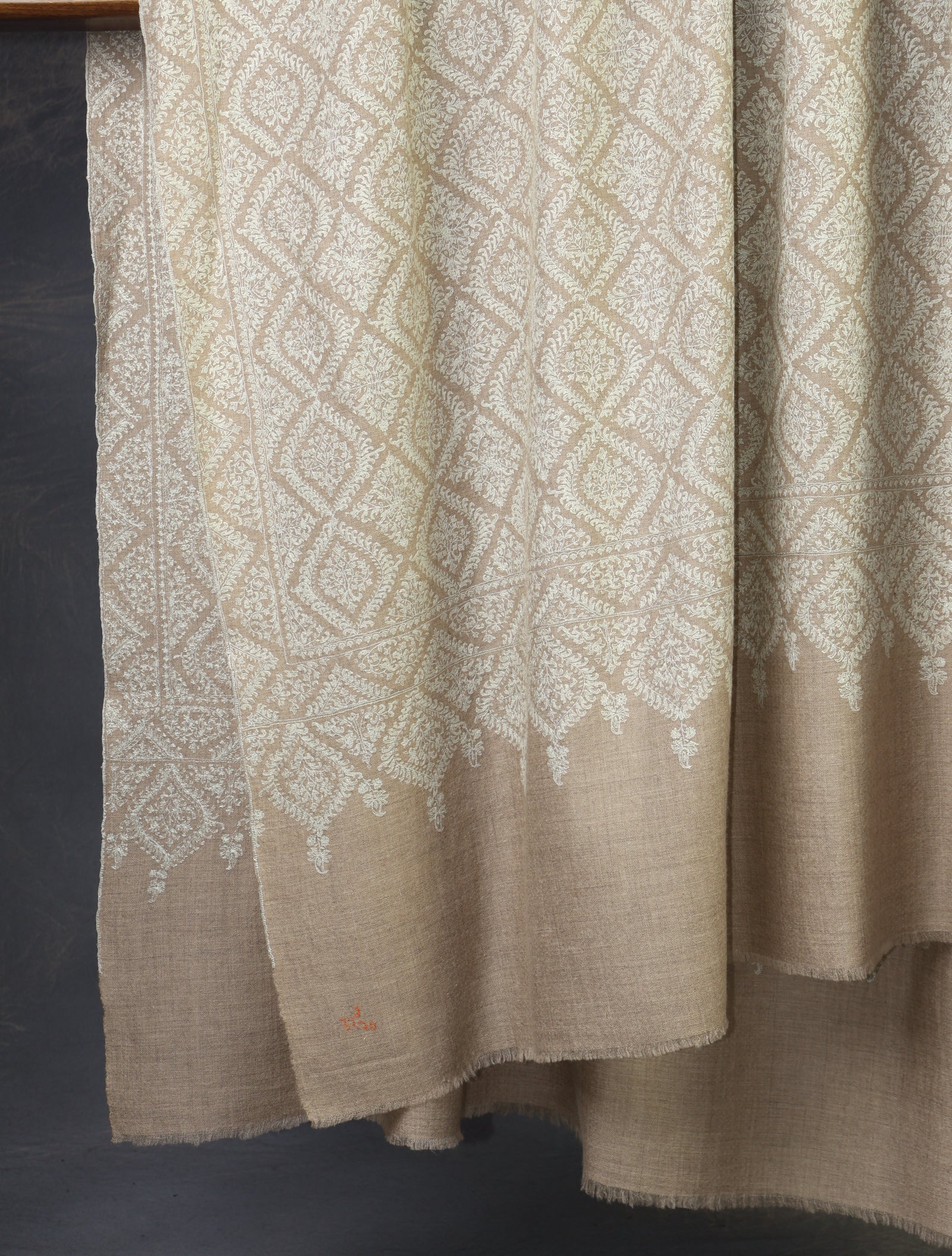 3 yard Natural Jamawar Embroidery Cashmere Pashmina Shawl