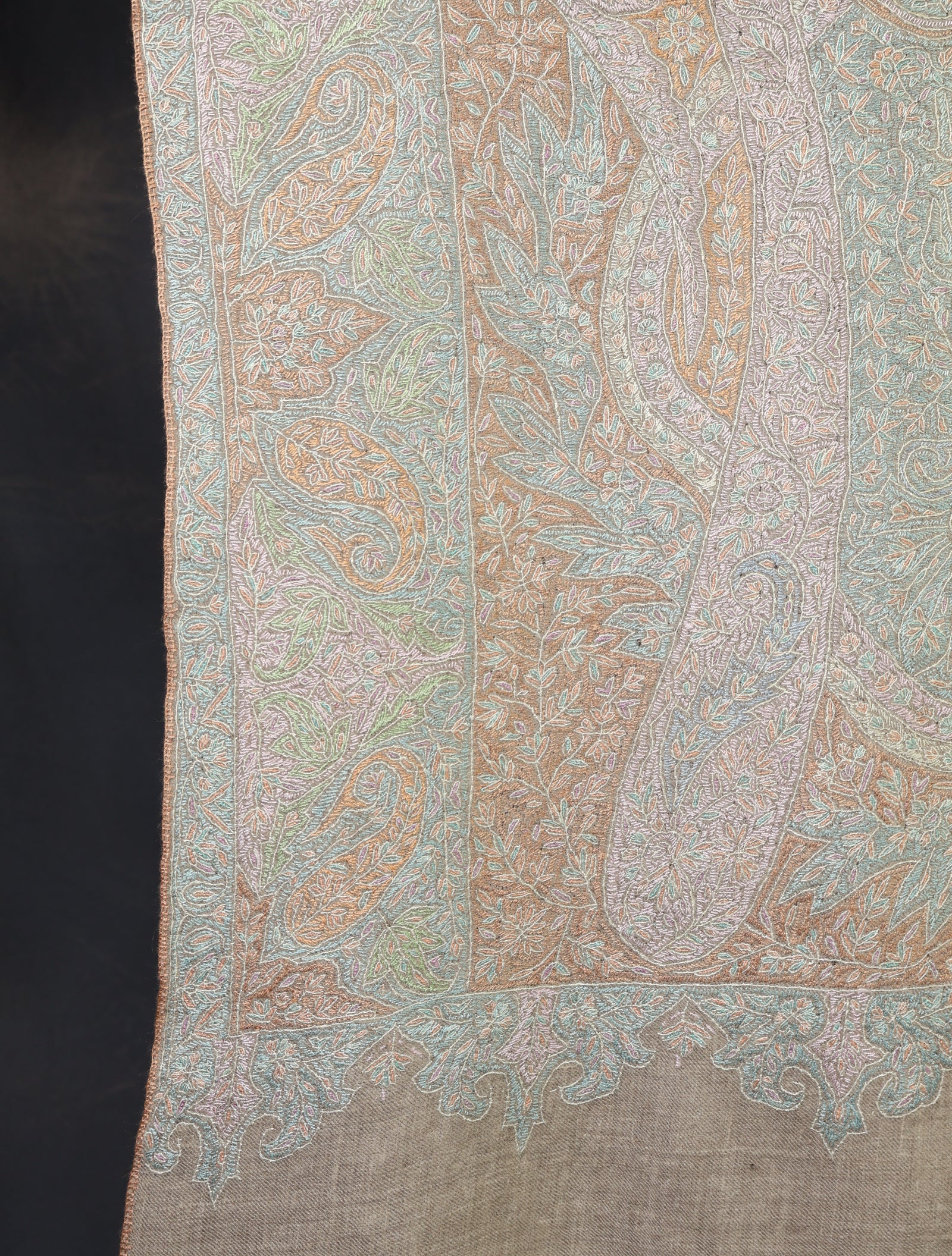 2.5 yard Natural Jamawar Embroidery Cashmere Pashmina Shawl