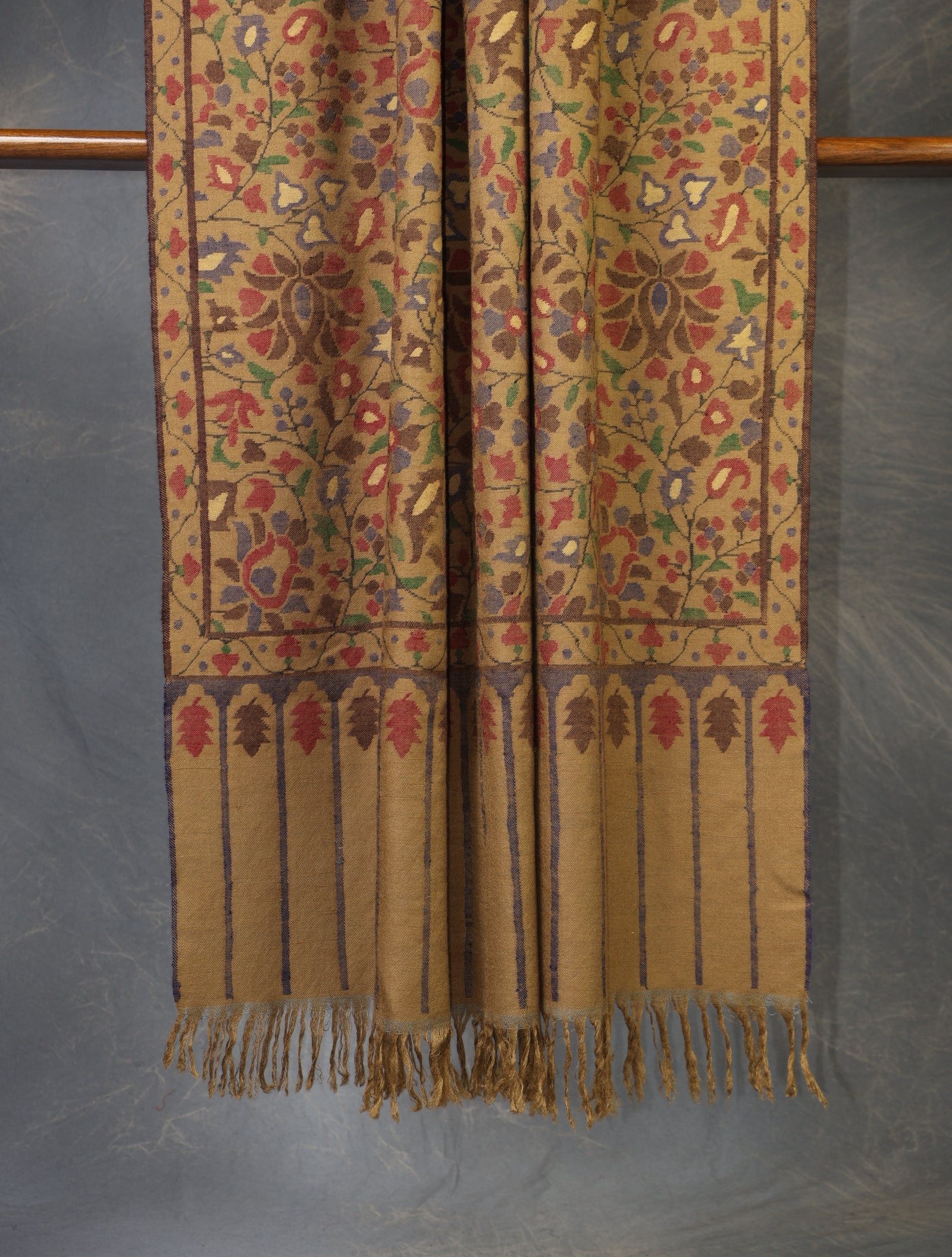 Beige Base Kani Cashmere Pashmina Shawl