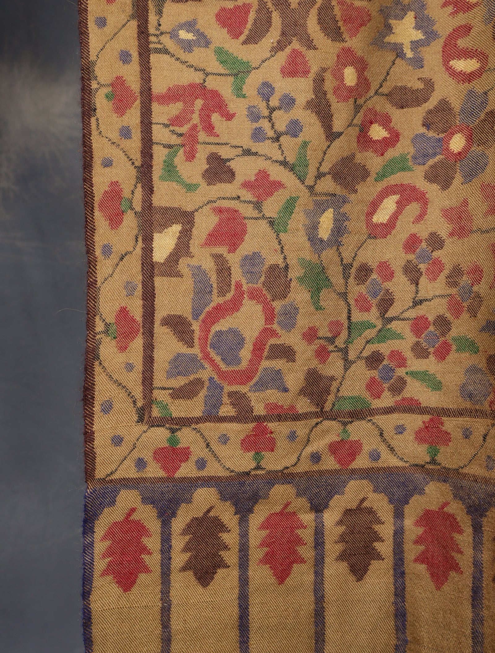 Beige Base Kani Cashmere Pashmina Shawl