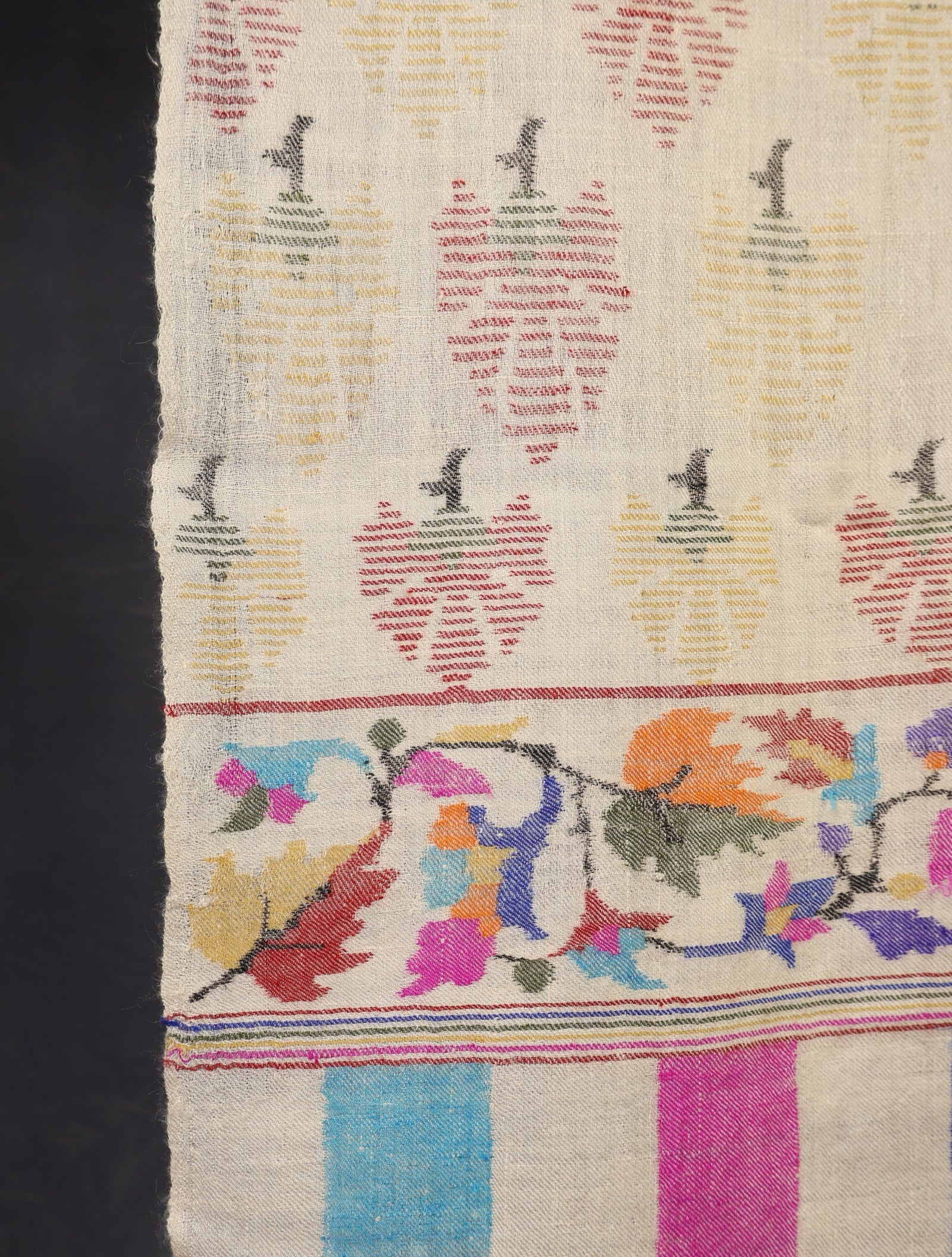 3 yard Ivory Base Kani Cashmere Pashmina Shawl