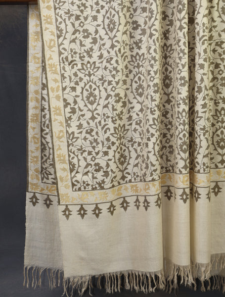3 yard Ivory Base Kani Cashmere Pashmina Shawl