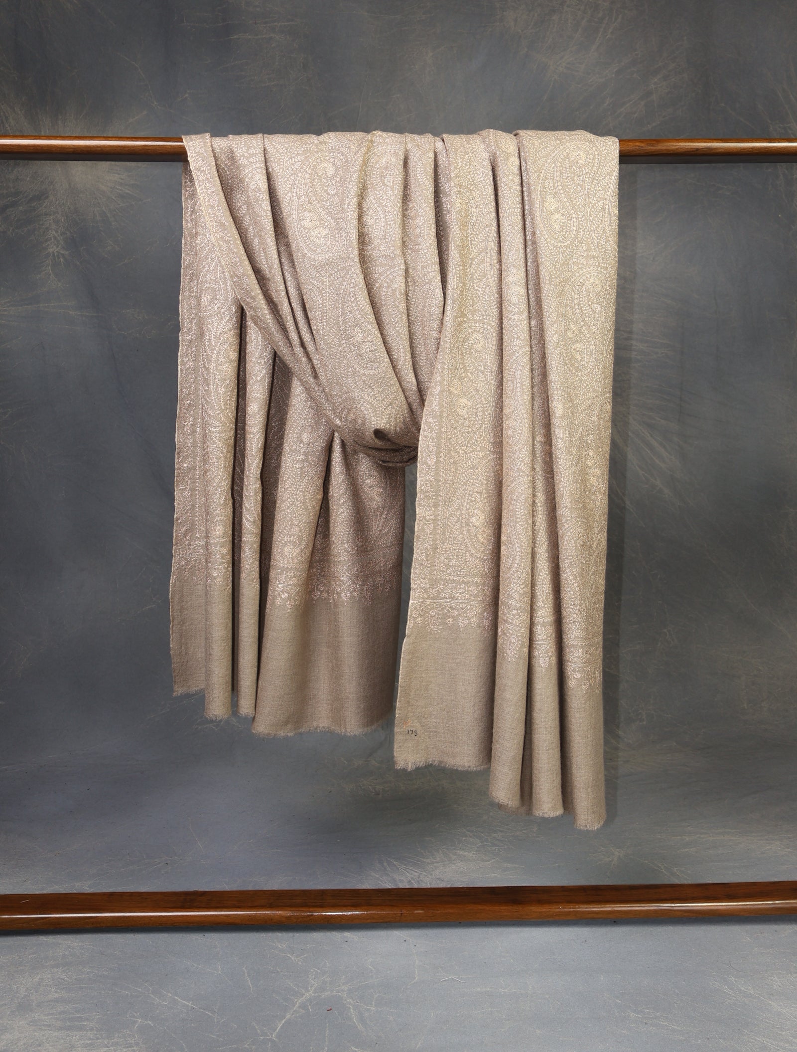 3 yard Natural Jamawar Silk Embroidery Cashmere Shawl