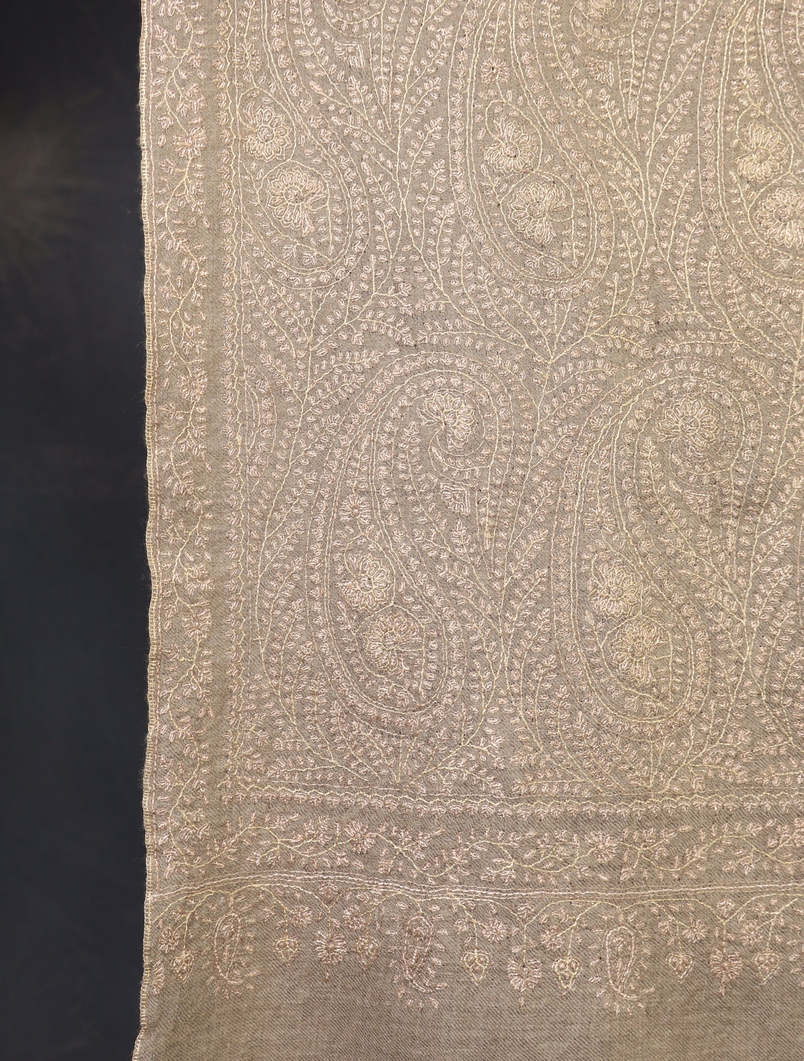 3 yard Natural Jamawar Silk Embroidery Cashmere Shawl